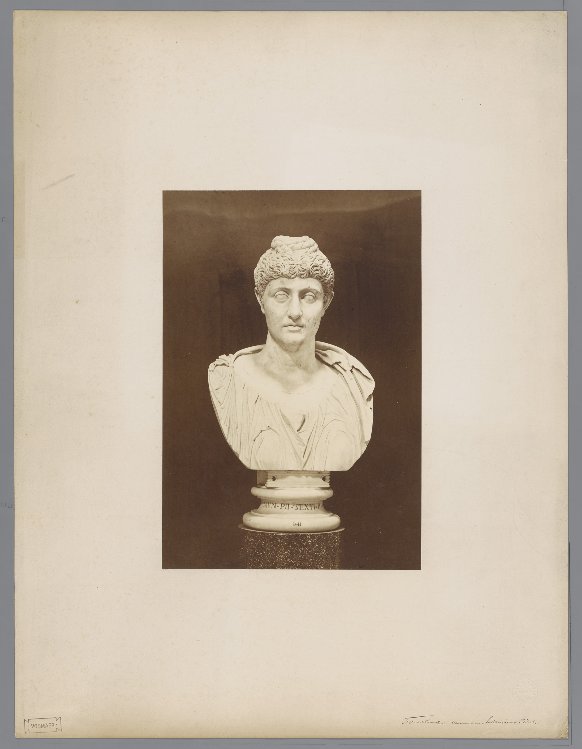 Neoclassical bust sculpture of Faustina by Libreria Spithöver, albumen print