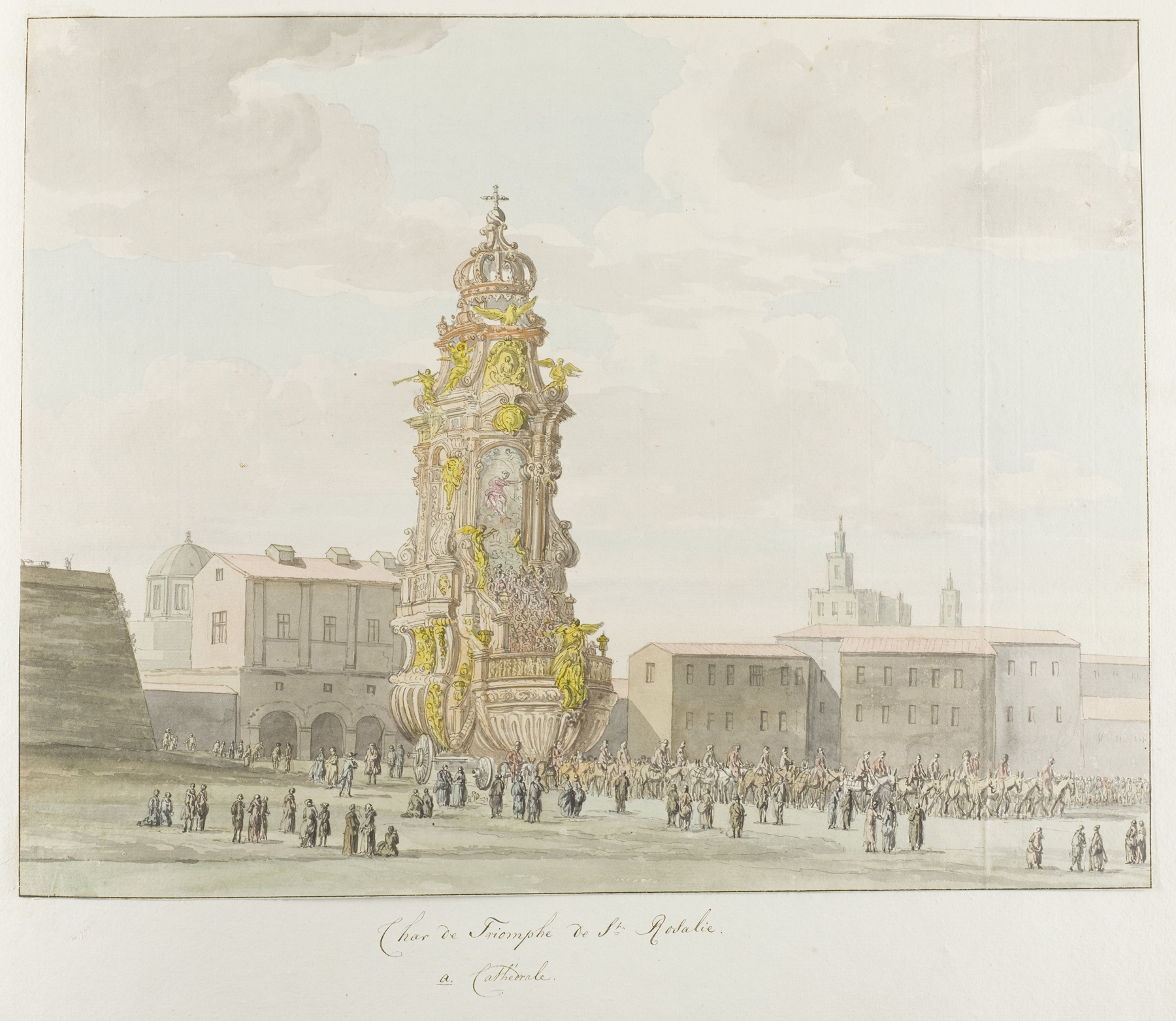 Rococo chariot scene by Abraham-Louis-Rodolphe Ducros, 1778