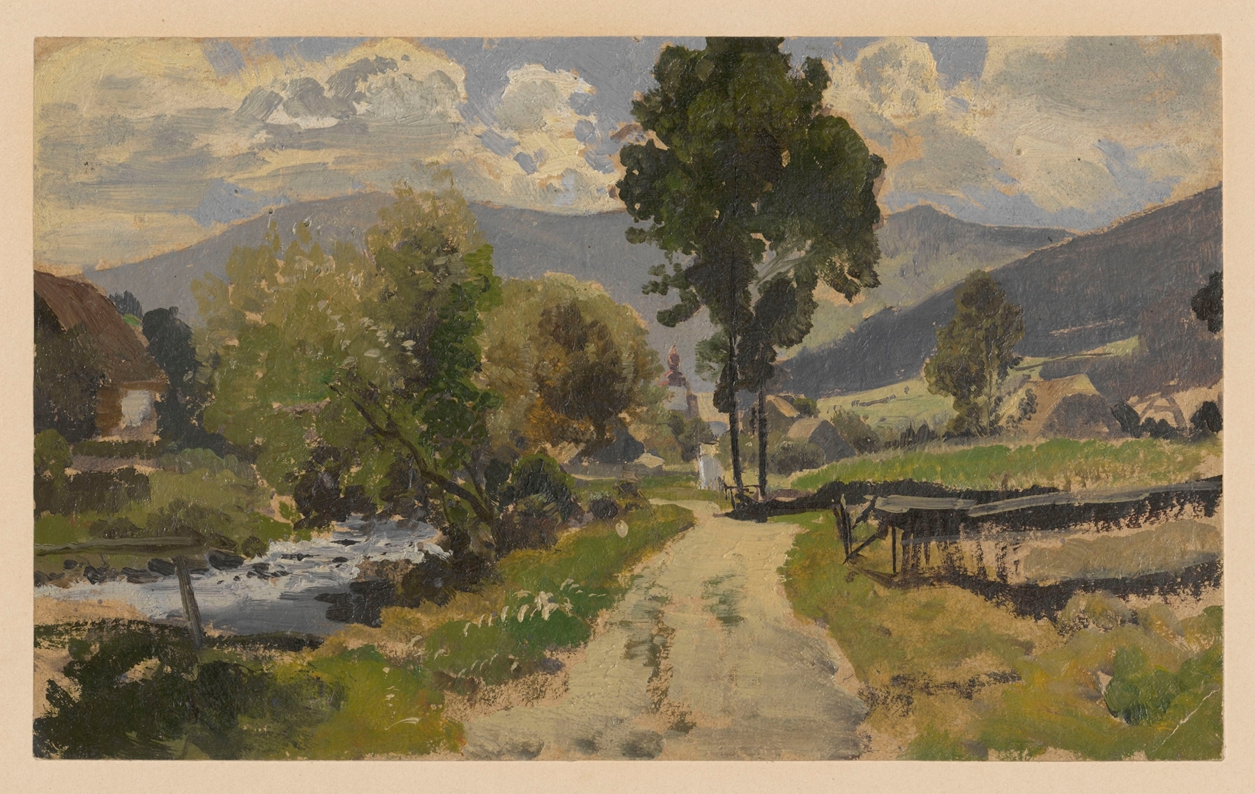 Road to church in Zlate Hory, by Adolf Dressler, public domain