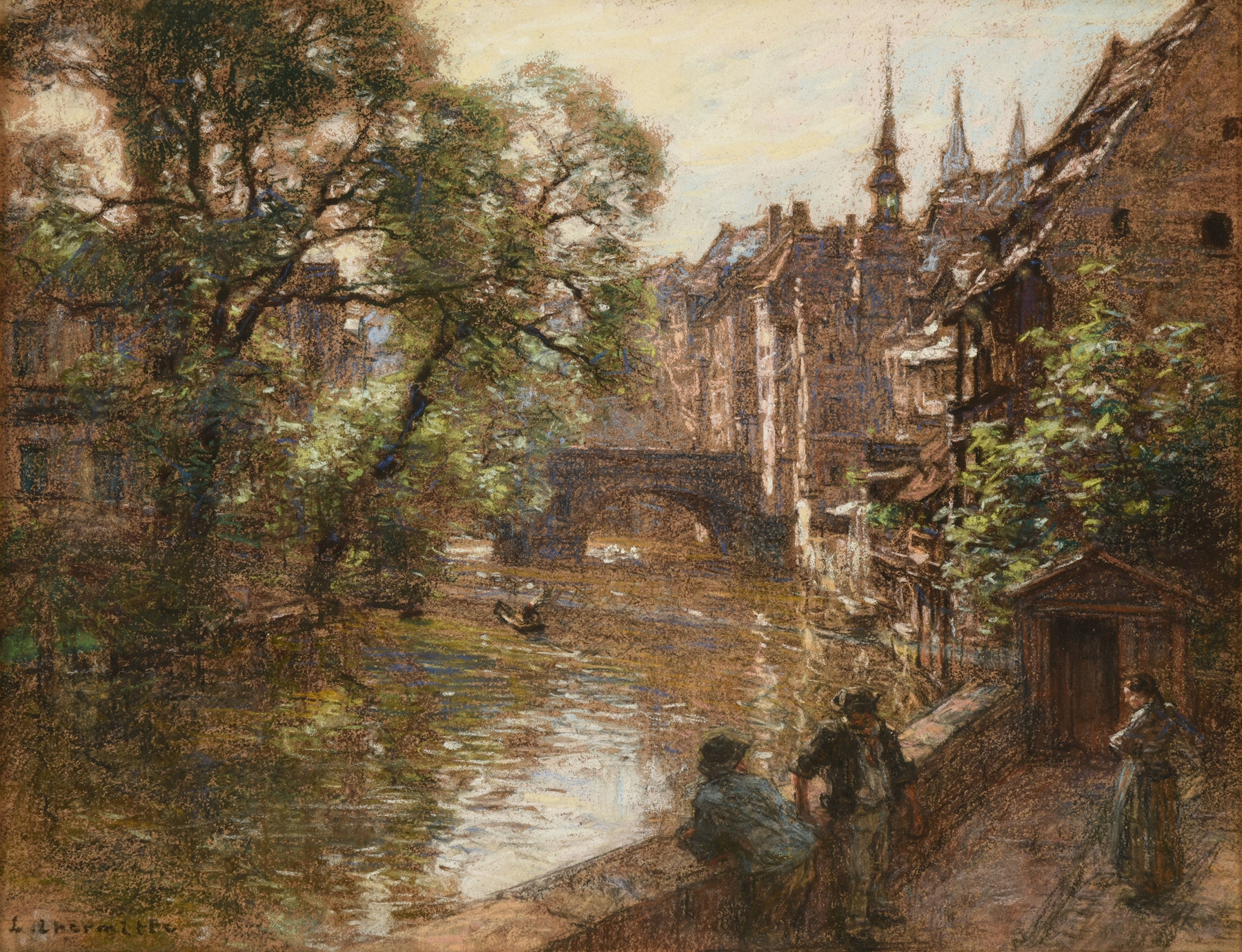 Landscape of Le pont de Nuremberg, oil on canvas by Léon Augustin Lhermitte