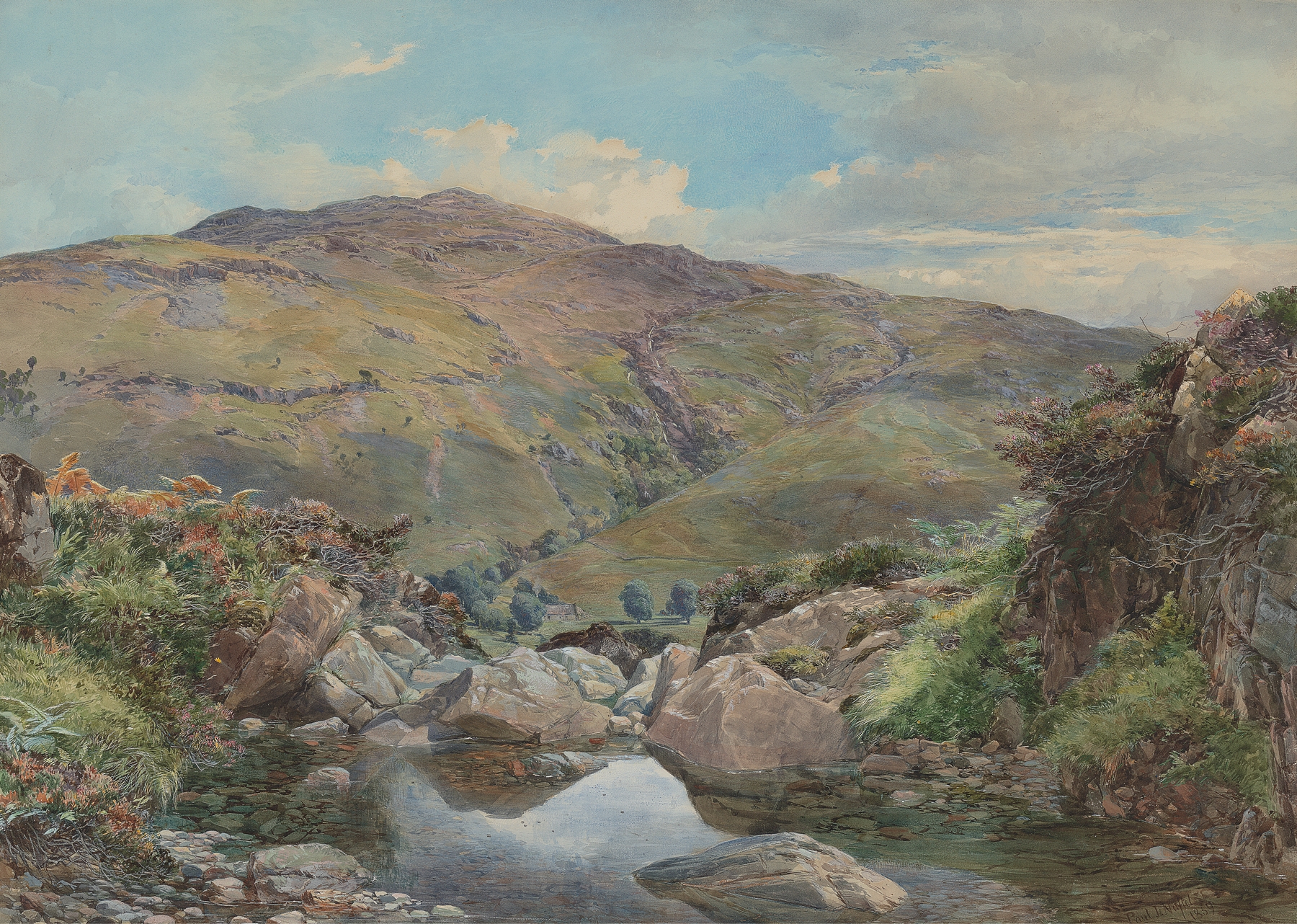 Landscape of Loch Lomond with Ben Lomond in the distance, oil painting by Paul Jacob Naftel