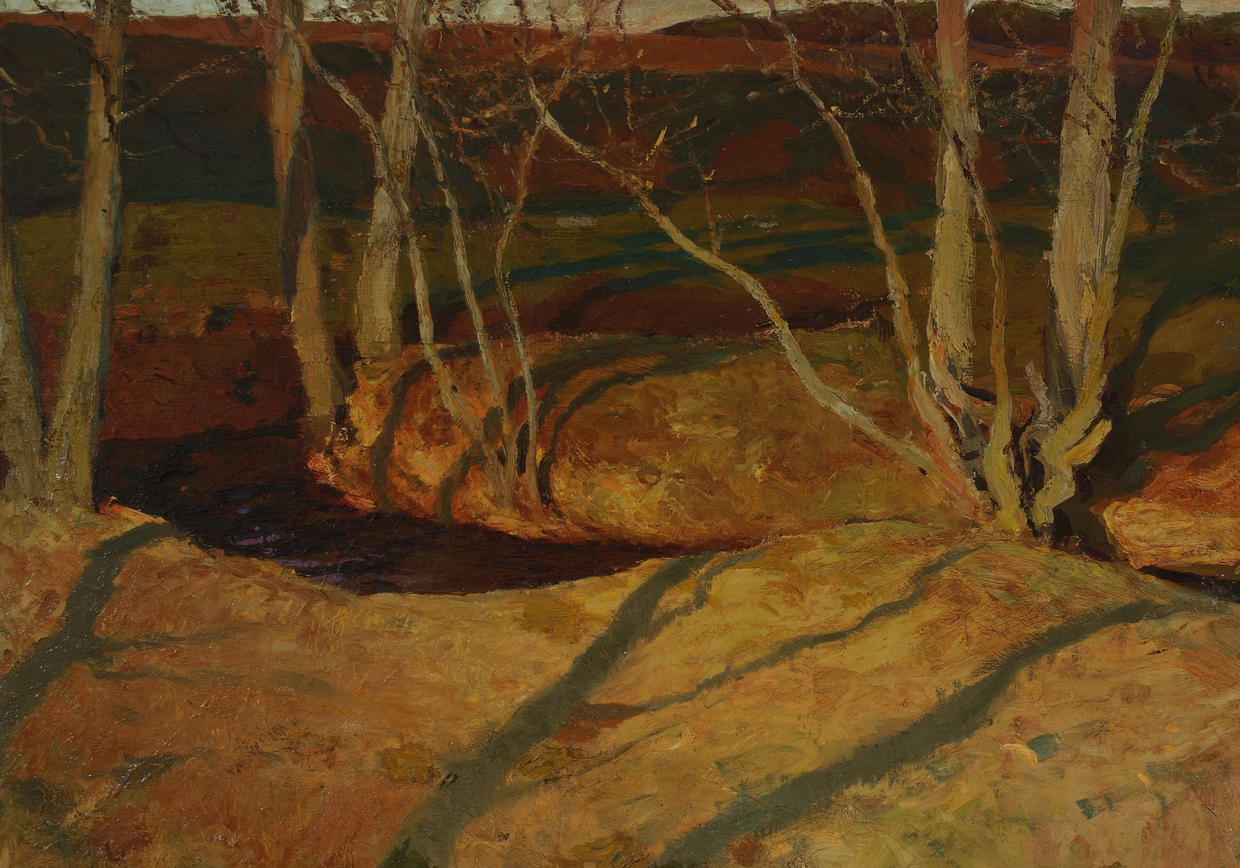 Autumn landscape at sunset, oil on canvas by Ferdynand Ruszczyc