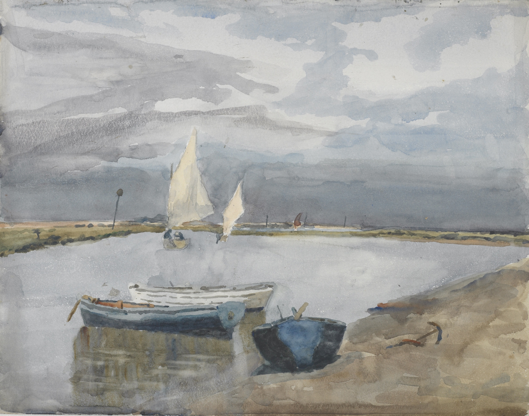 Seascape by Mark Fisher, 1906, depicting light and tranquility in an impressionistic style.