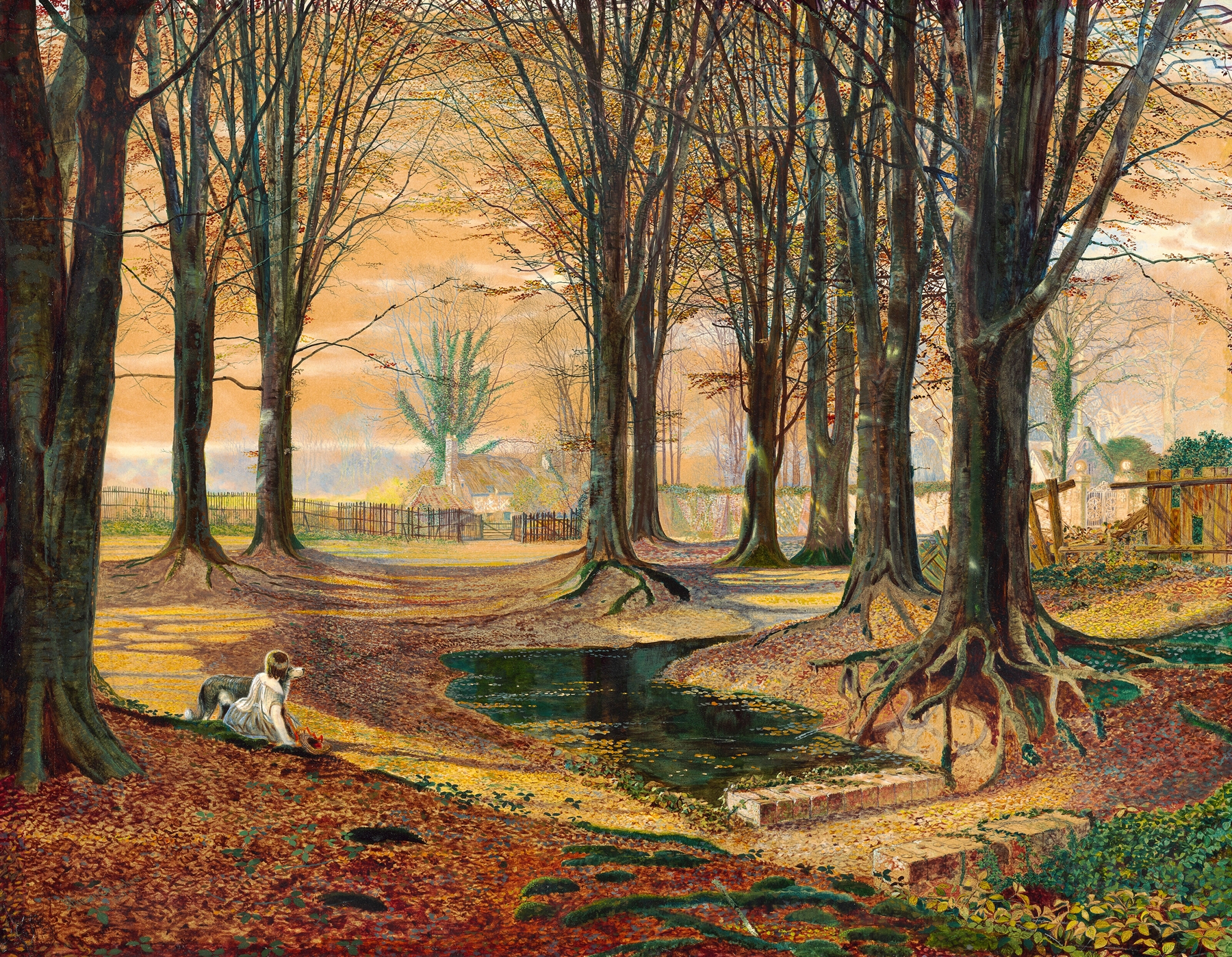 Beechwood by John Atkinson Grimshaw, oil on canvas depicting a serene forest path with soft light