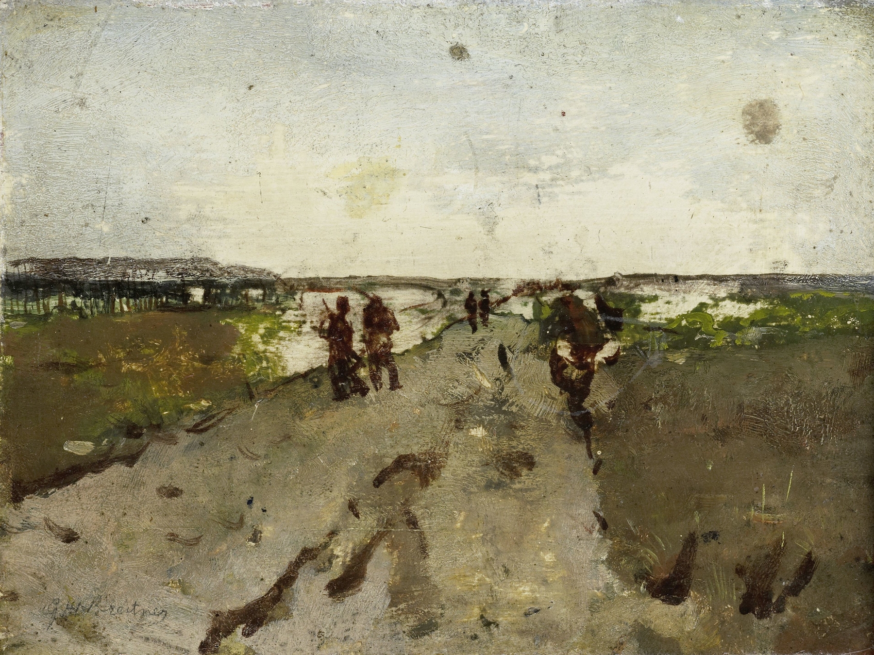 Landscape near Waalsdorp, with Soldiers on Maneuver, by George Hendrik Breitner, public domain