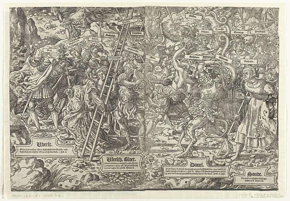 Strijd tussen de hemelse en helse legerscharen, by Bernard van Orley, public domain