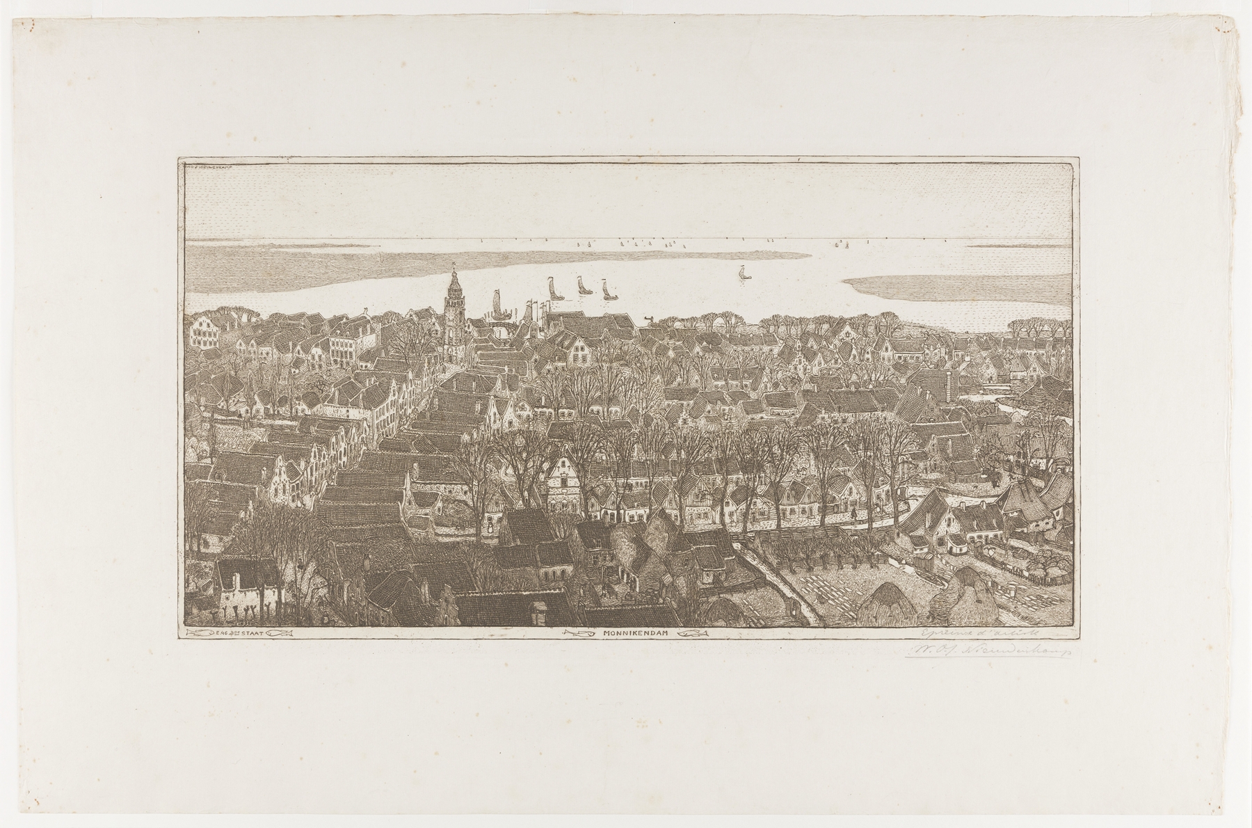 Topografische prent van Monnikendam by Wijnand Otto Jan Nieuwenkamp, medium unknown