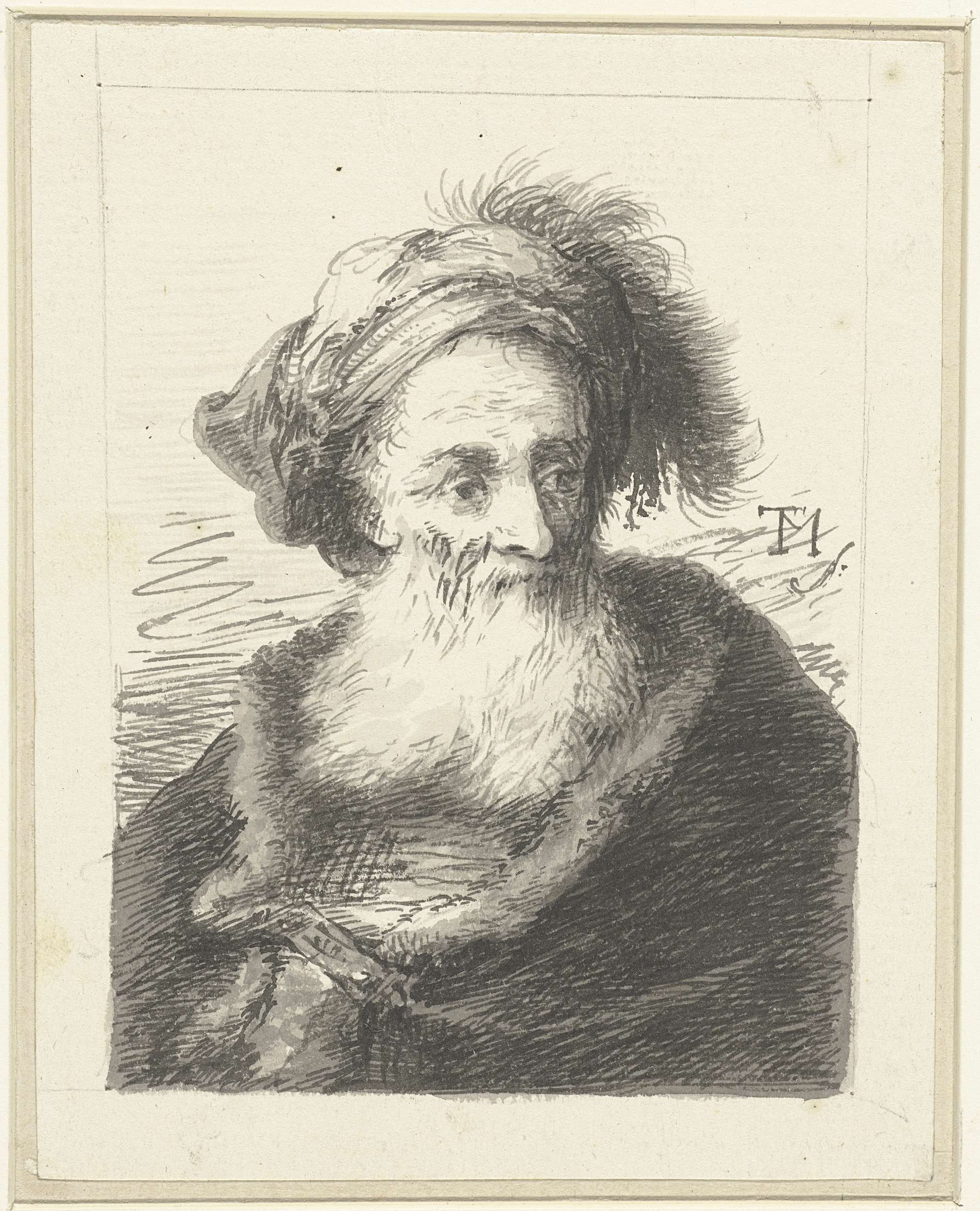 Portrait of an elderly man, oil on canvas by Johann Georg Trautmann