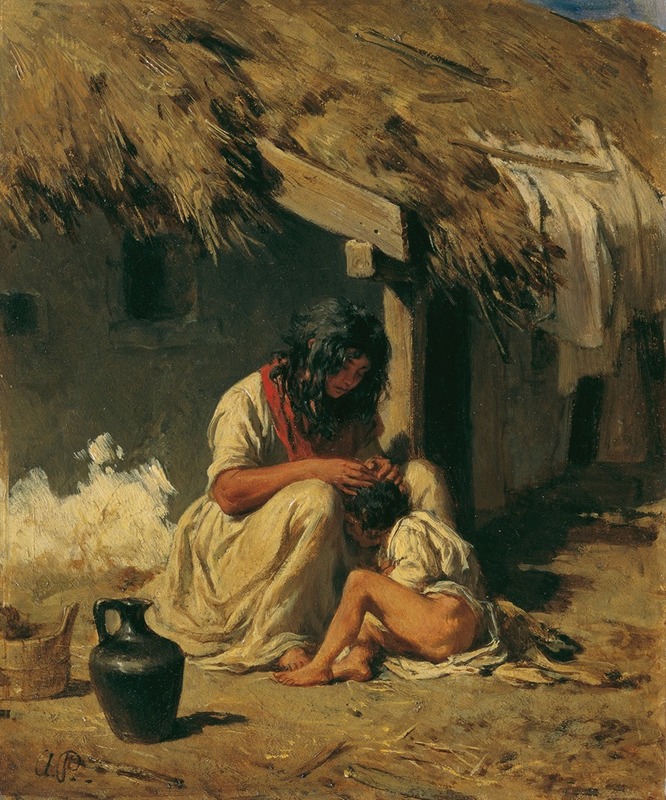 A serene depiction of rural life in Hungary by August von Pettenkofen.