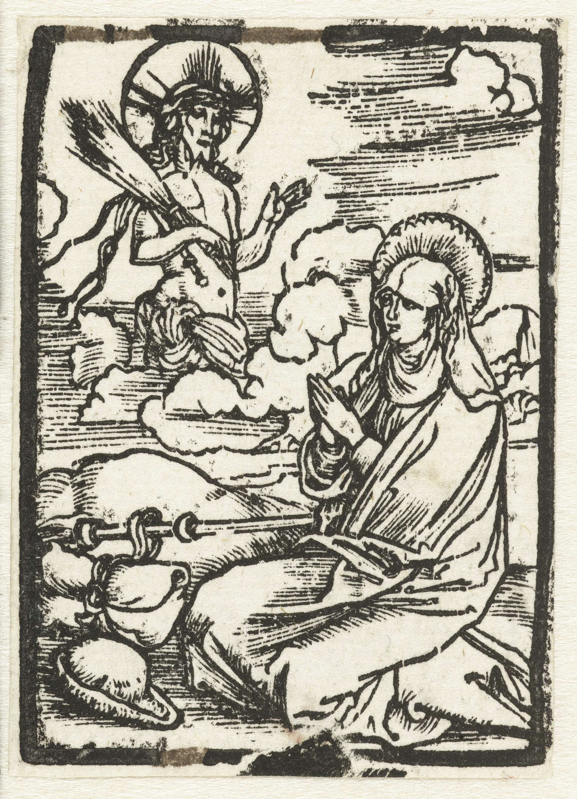 Heilige Brigitta by Albrecht Dürer, paper medium, featuring a serene figure with a halo