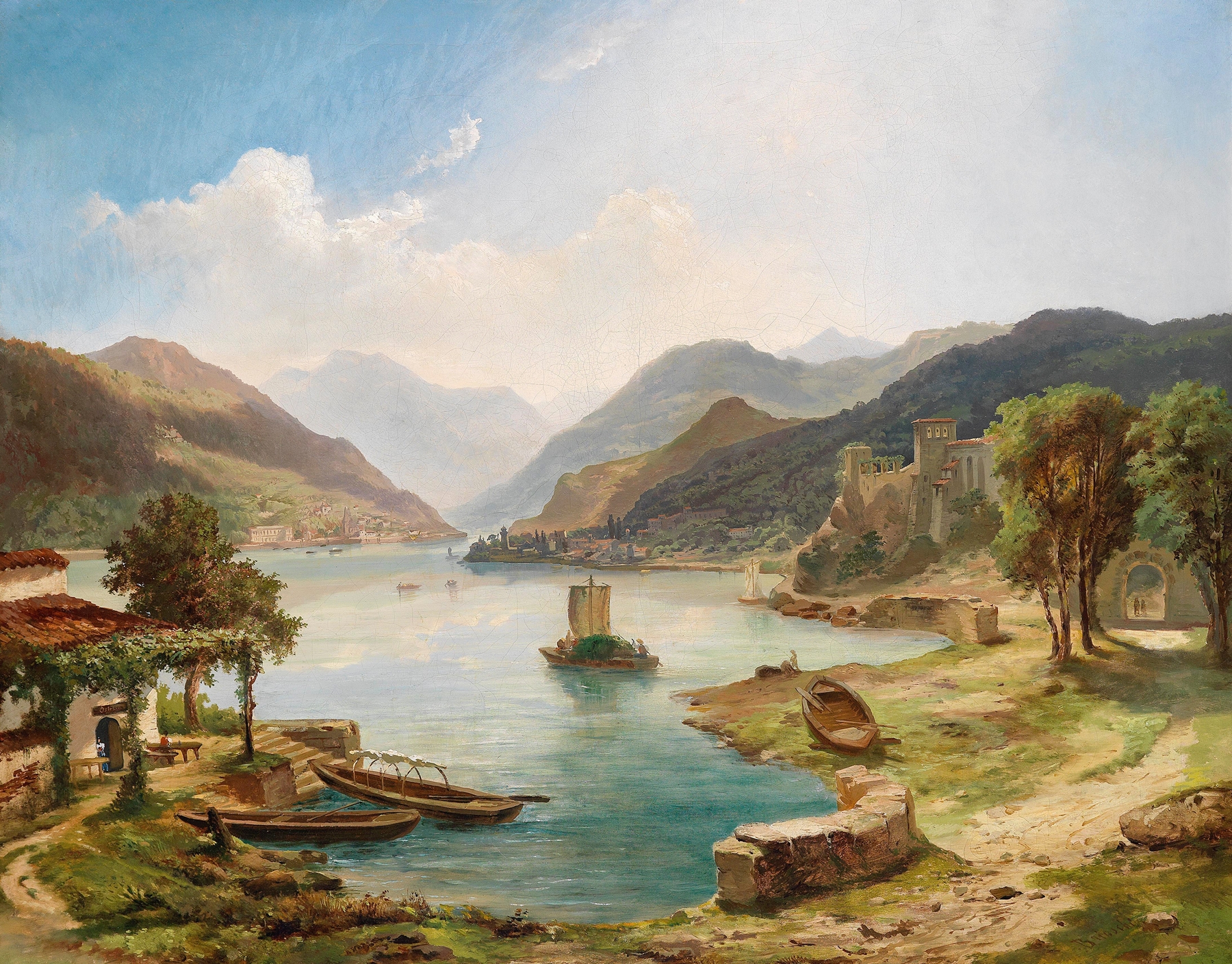Norditalienische Seenlandschaft by Othmar Brioschi, landscape oil painting