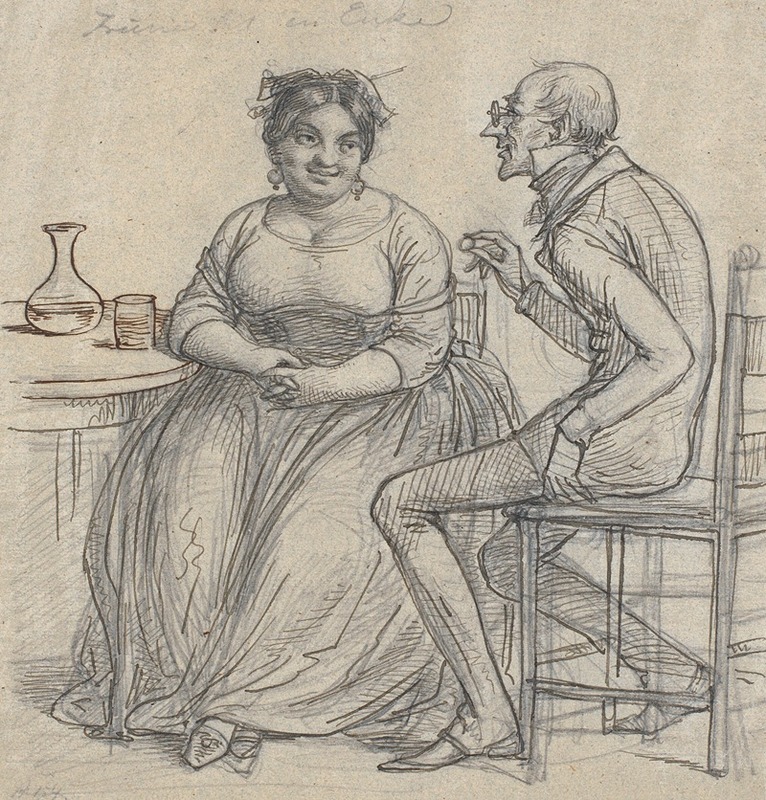 A scene depicting a friar comforting a widow.