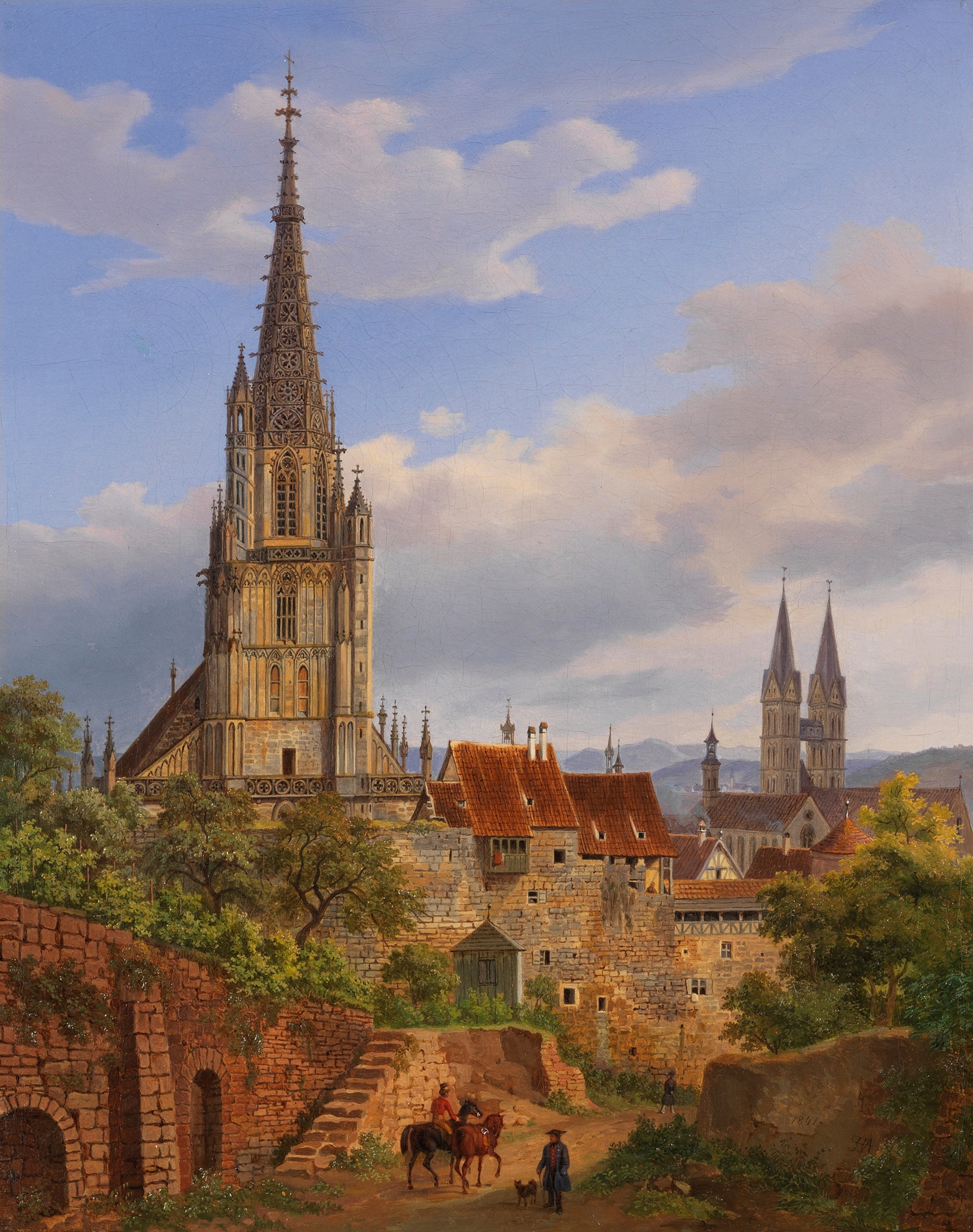 Landscape of Esslingen am Neckar, oil on canvas by Heinrich Adam
