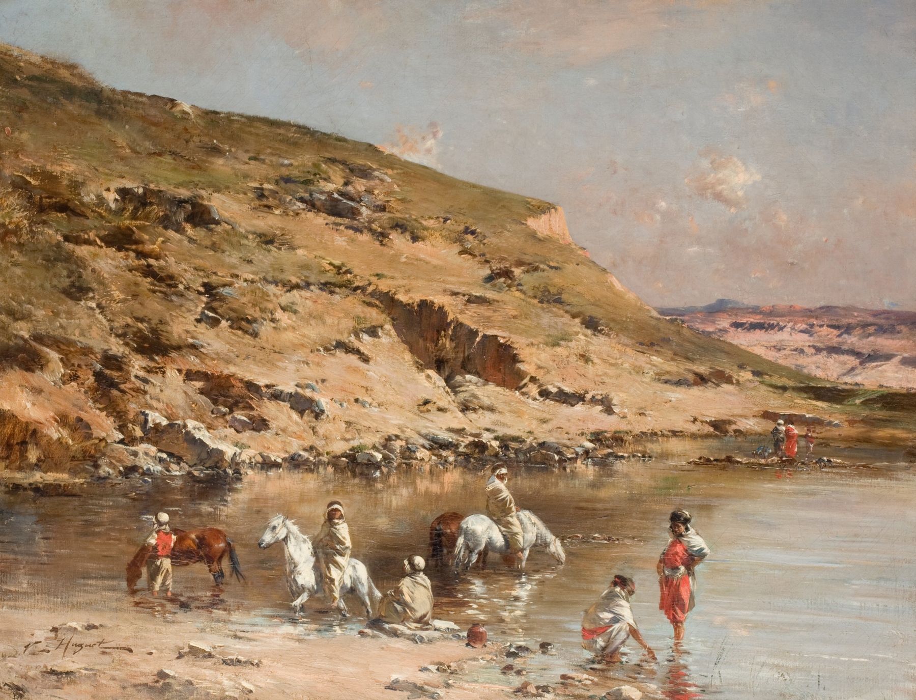 Baignade de Chevaux, by Victor Huguet, public domain