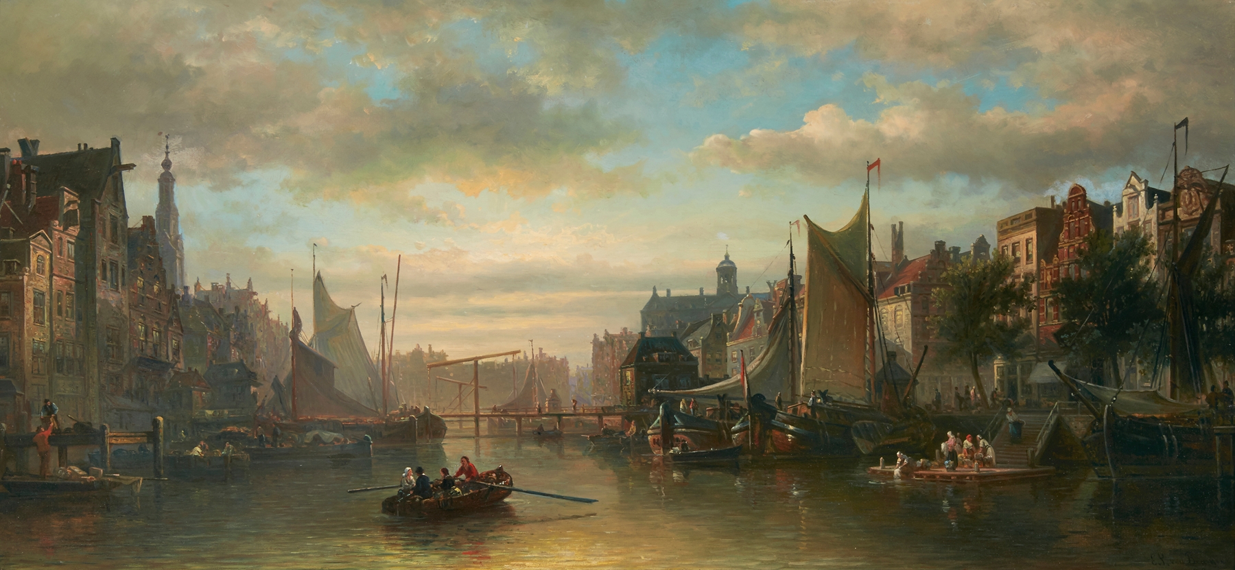 A view of Amsterdam by Elias Pieter van Bommel, oil on canvas