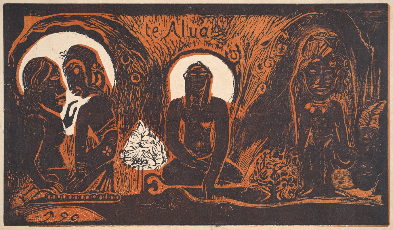 Paul Gauguin's 'Te Atua (The Gods)' explores the spiritual connection between humanity and the divine.