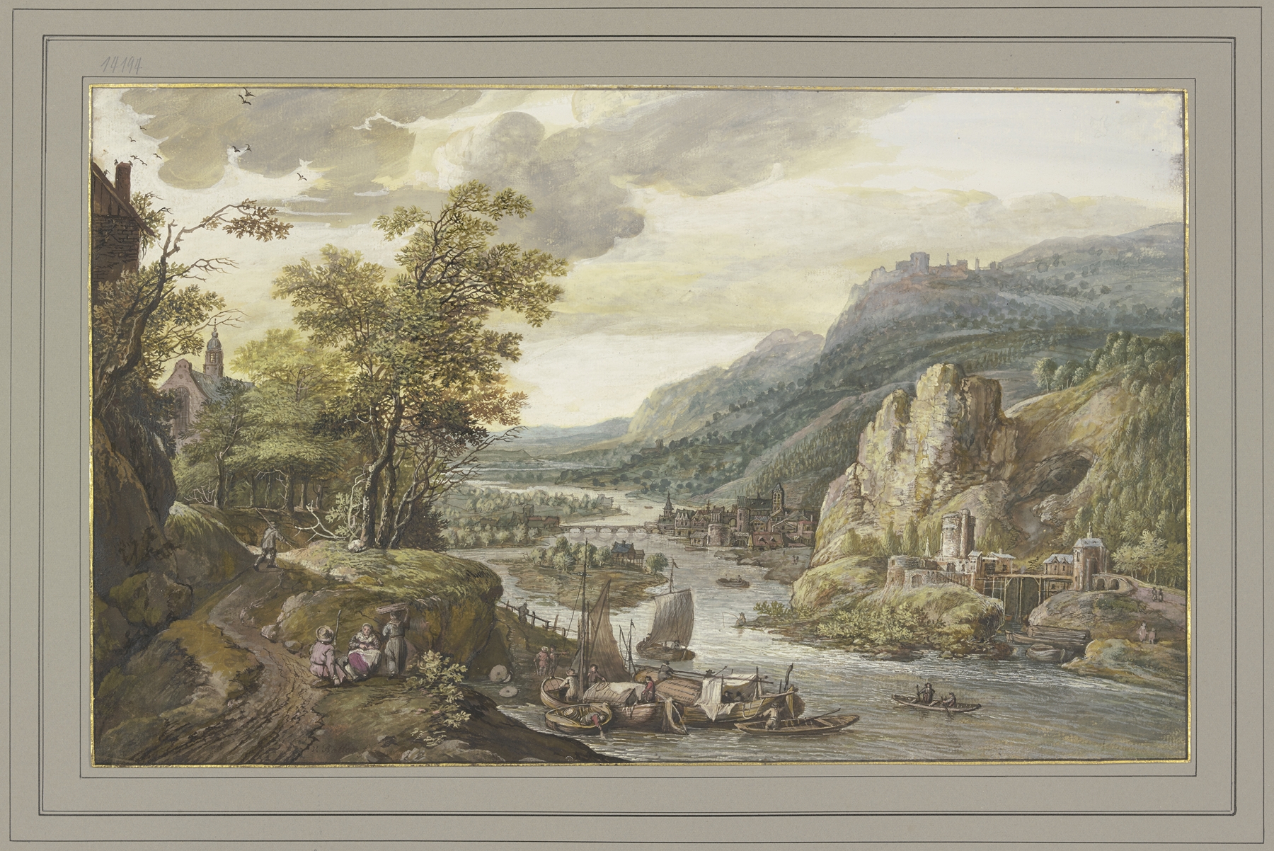 Flat landscape by Gerrit Battem, oil painting depicting a serene horizon with soft tones.