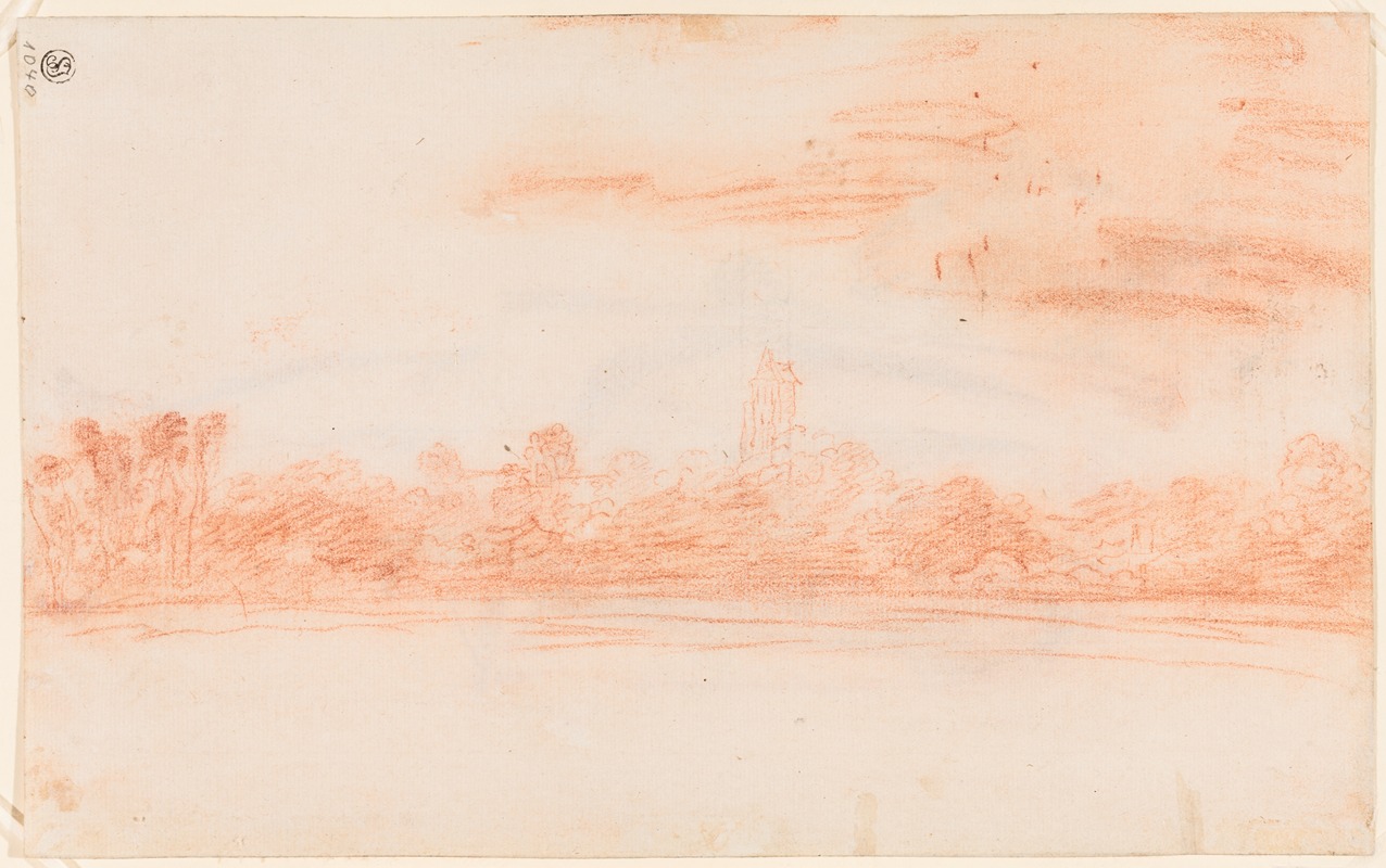 A serene landscape featuring a church tower amidst lush greenery.
