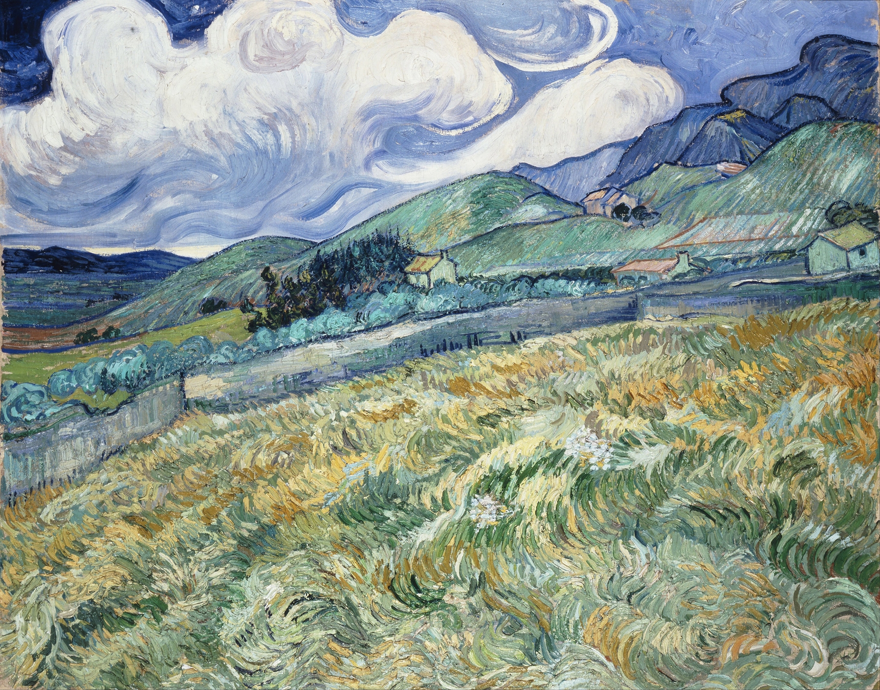 Landscape from Saint-Rémy, by Vincent van Gogh, public domain