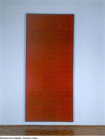 Abstract acrylic painting by Klaus-Dieter Schumacher featuring red tones