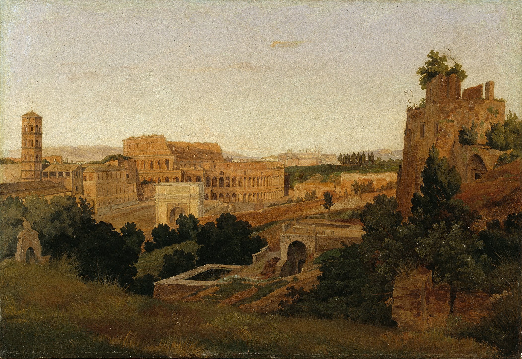 Landscape featuring the Colosseum, oil painting by Gustaf Wilhelm Palm
