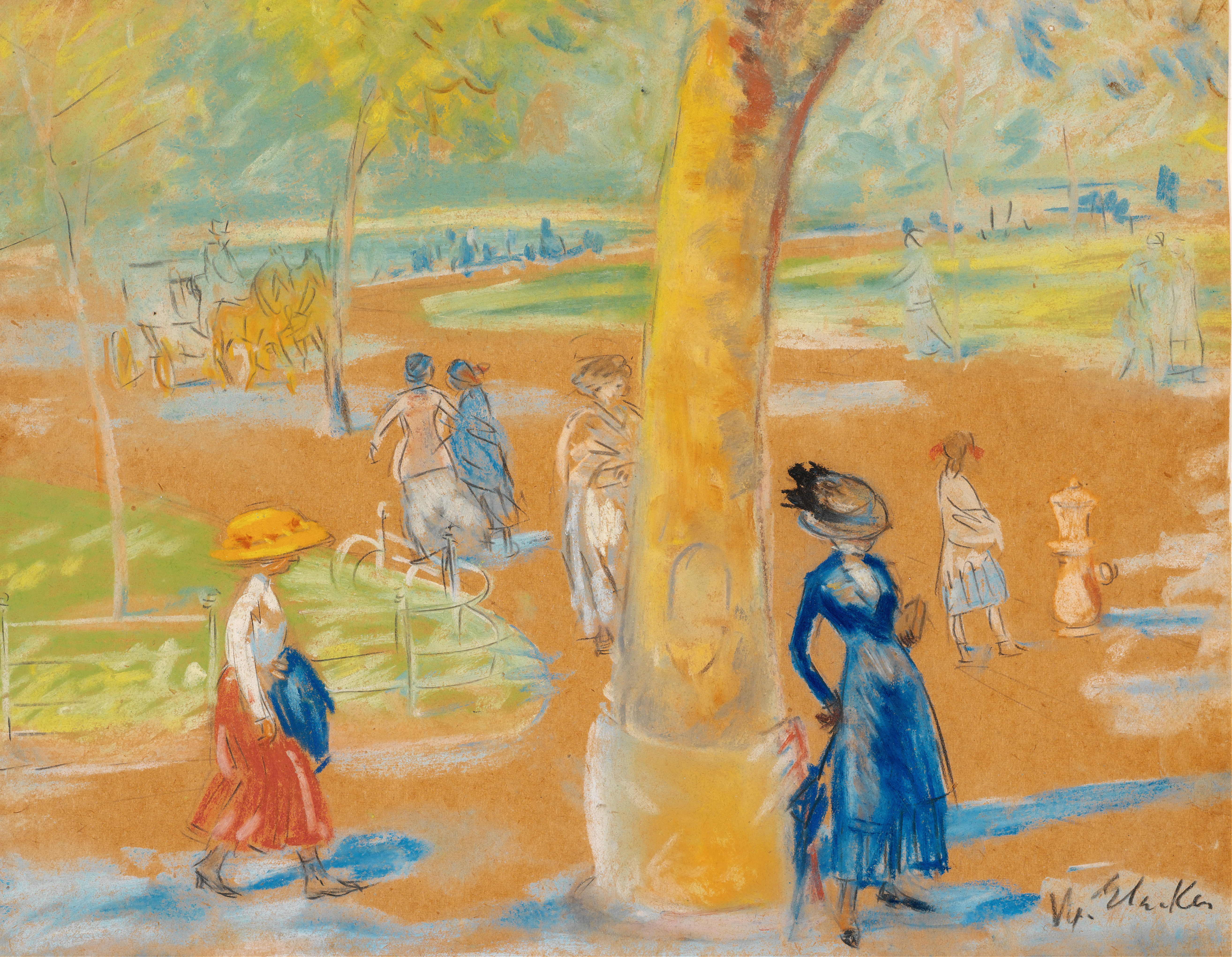Woman with Umbrella, Washington Square, by William James Glackens, public domain