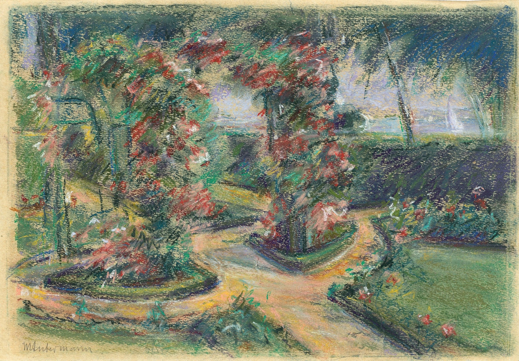 Der Rosengarten in Wannsee, by Max Liebermann, public domain