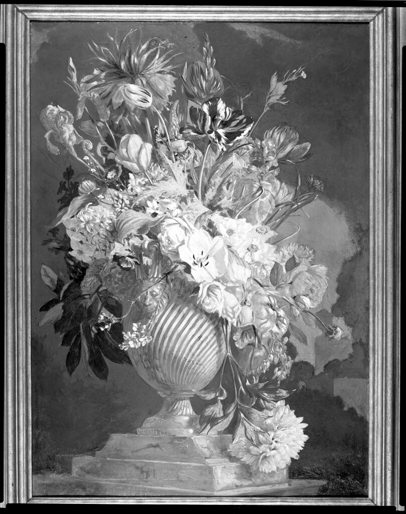 Still Life with Flowers by Martin Mower, oil on canvas, featuring a colorful bouquet.
