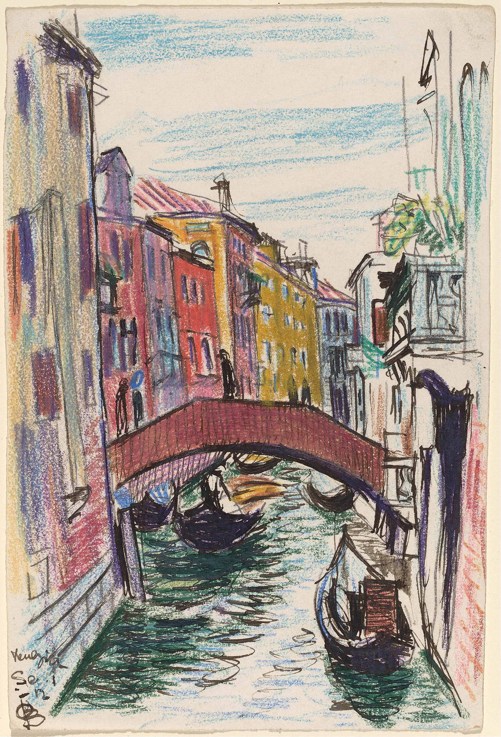 Expressionism oil painting of a canal in Venice by Oscar Bluemner