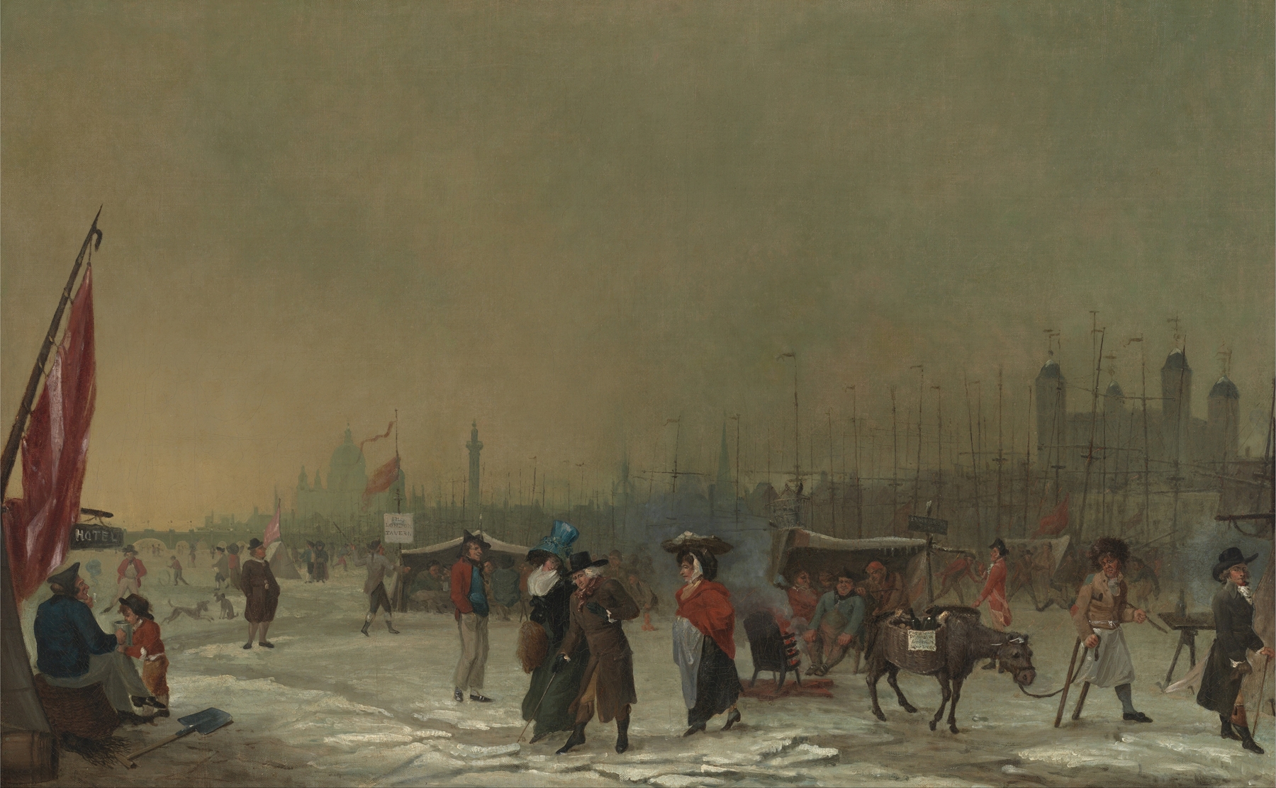 Frost on the Thames by Samuel Collings, landscape with frost, unknown medium