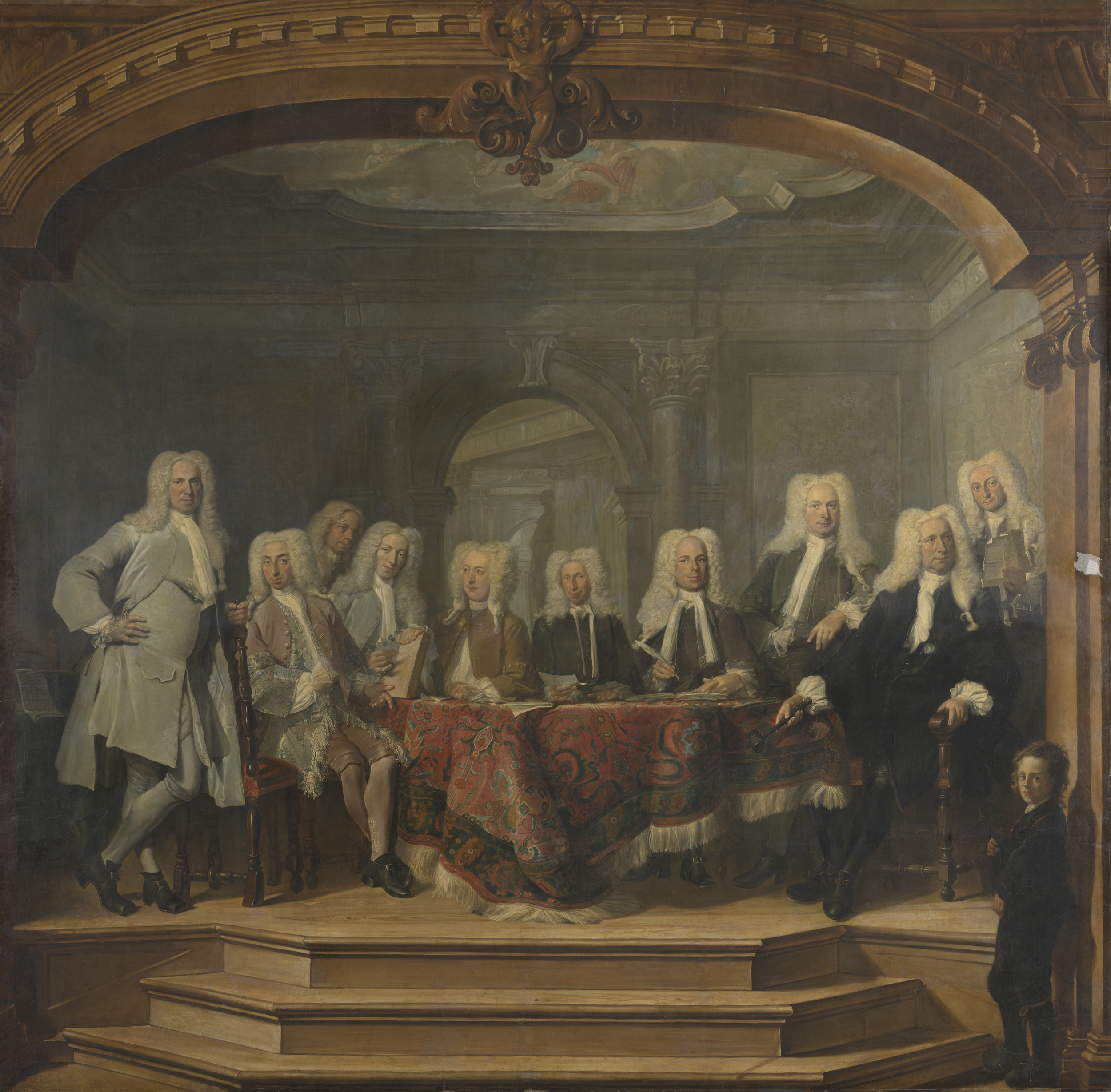 Regents of the Aalmoezeniersweeshuis Orphanage in Amsterdam, 1729, by Cornelis Troost, public domain