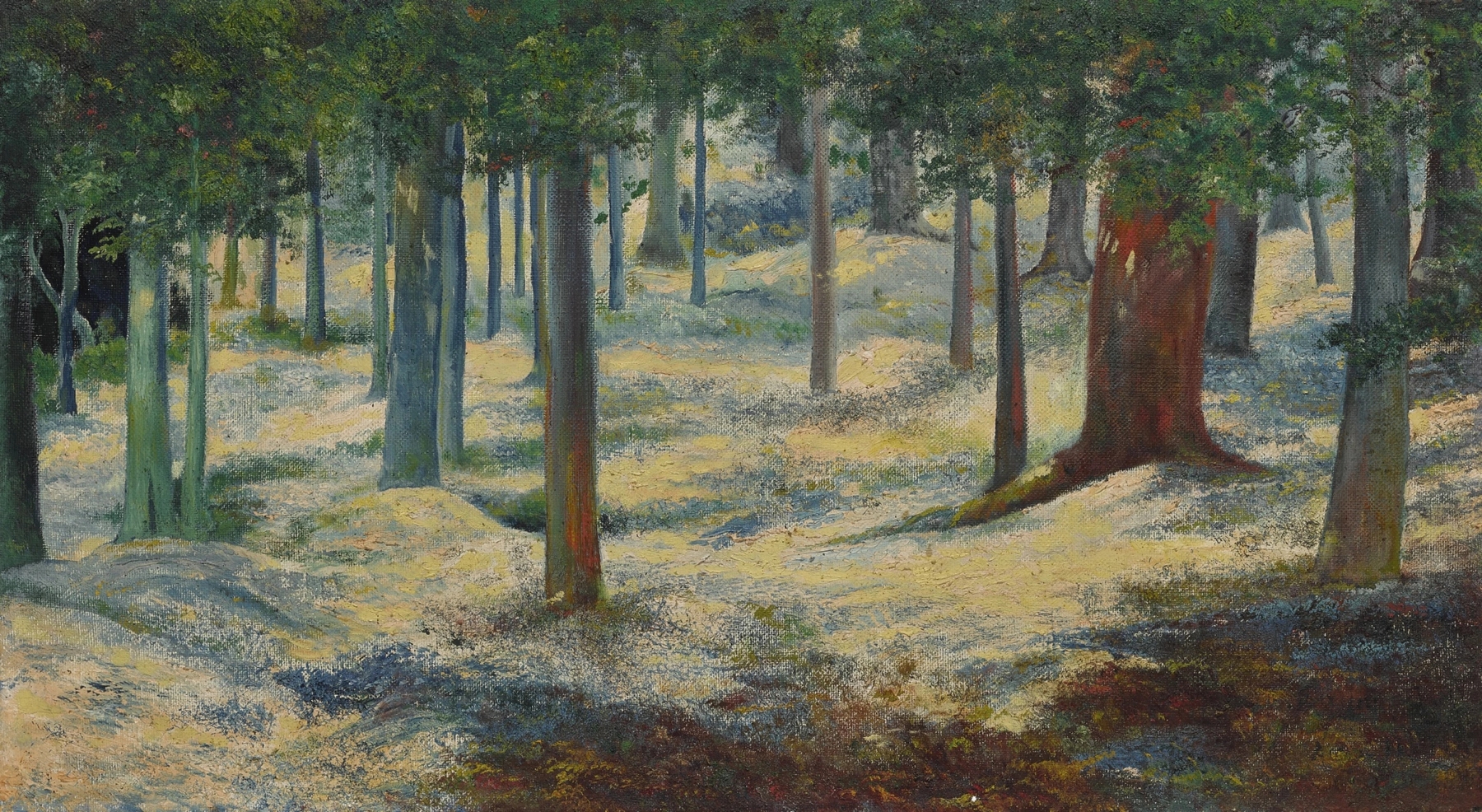 Autumn landscape with vibrant trees, oil on canvas by Joaquín Clausell