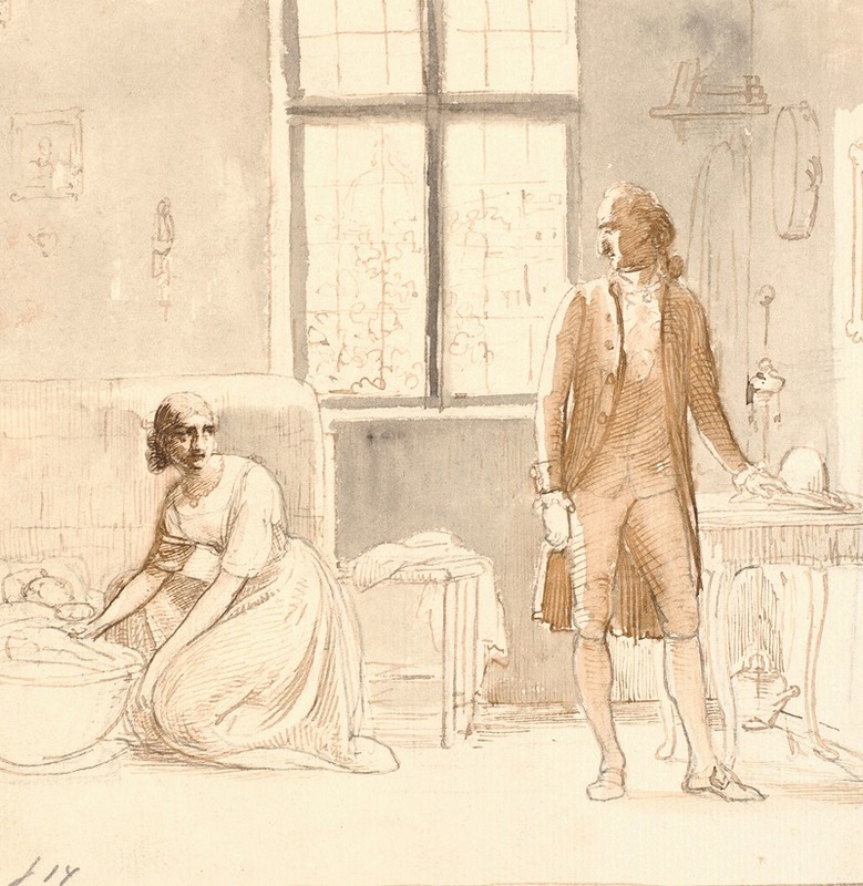 A scene depicting Goethe visiting a widow in Rome.