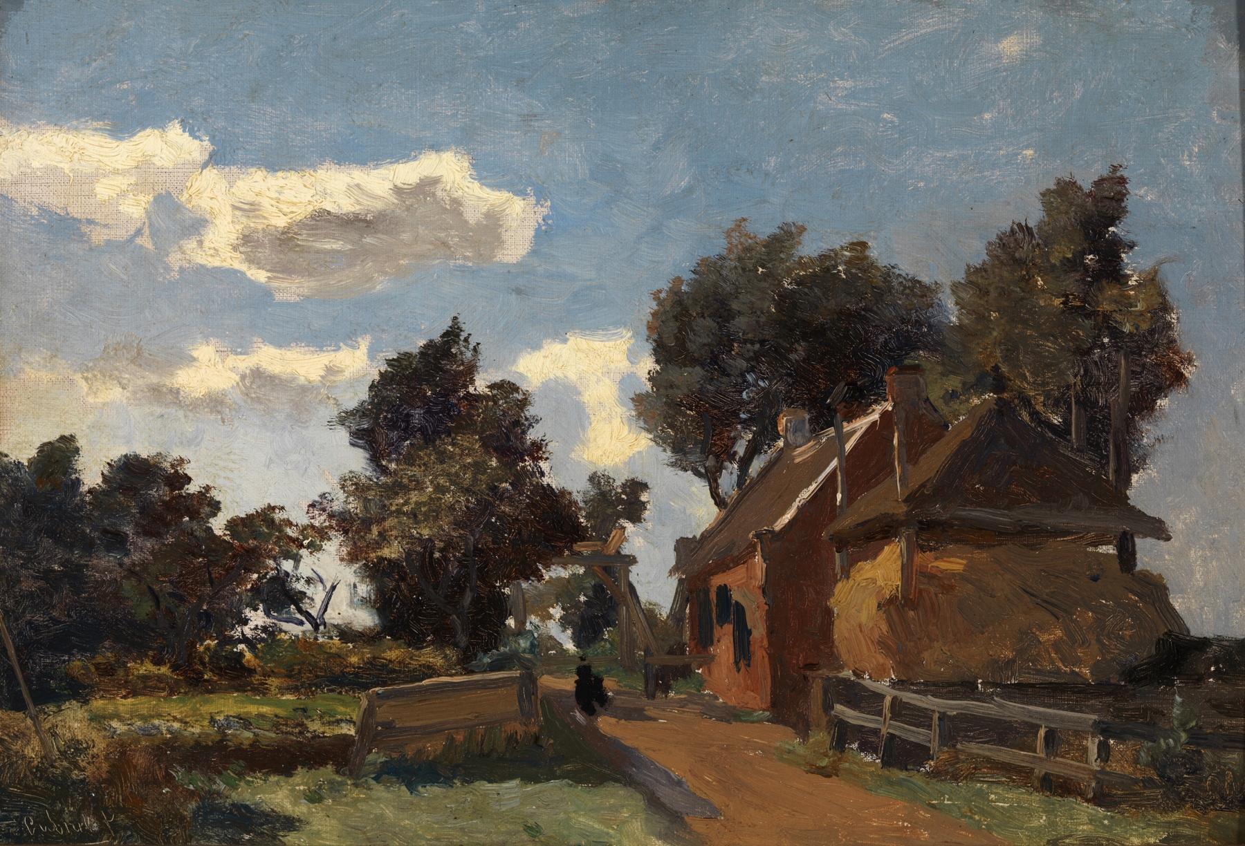 Landscape with a farm and trees by Paul Joseph Constantin Gabriël, oil painting