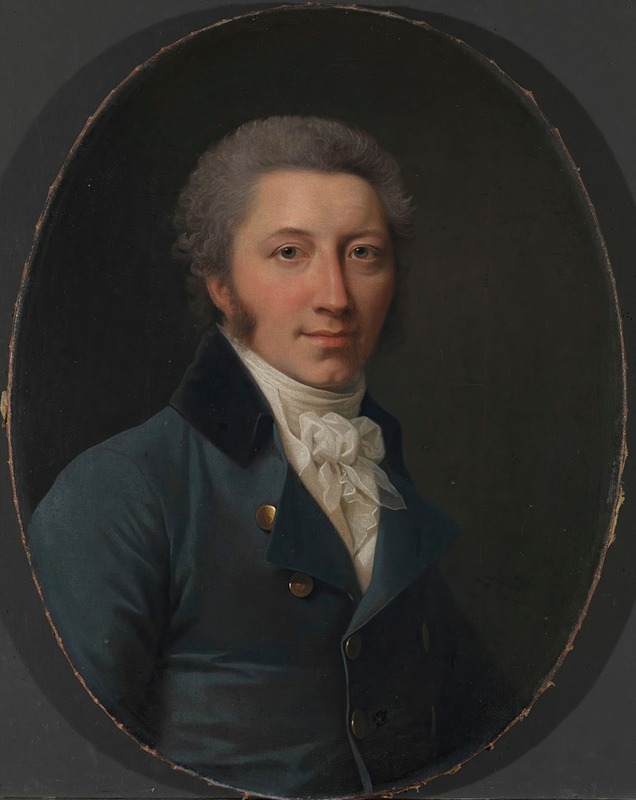 This painting depicts a man in traditional attire, showcasing the artist's attention to detail.