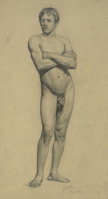Gustav Klimt's *Männlicher Akademieakt mit verschränkten Armen* features a male figure with crossed arms.