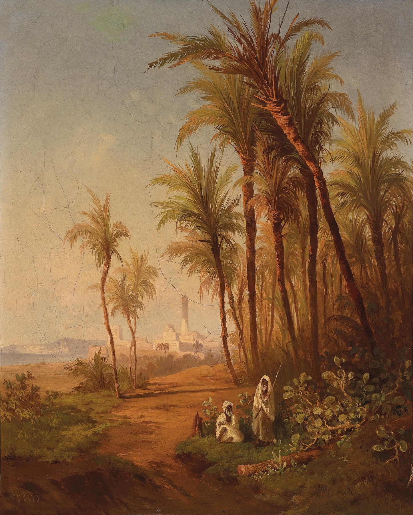 Pilger an der Küste by Georg Geyer, oil painting depicting figures on a shoreline.