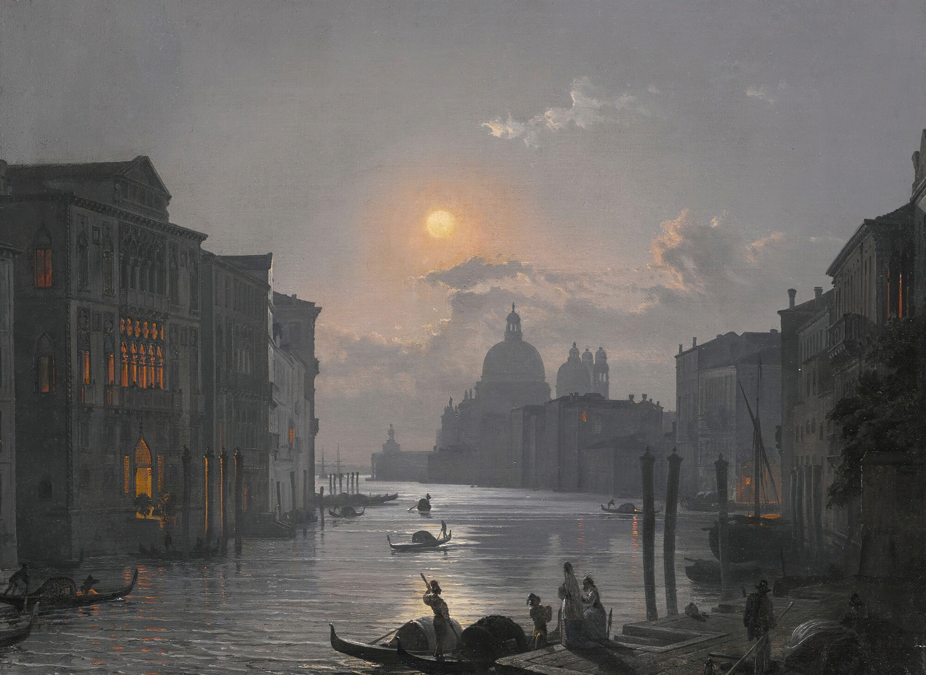 Venice, A View Of The Grand Canal With The Palazzo Cavalli-Franchetti And Santa Maria Della Salute, by Friedrich von Nerly, public domain