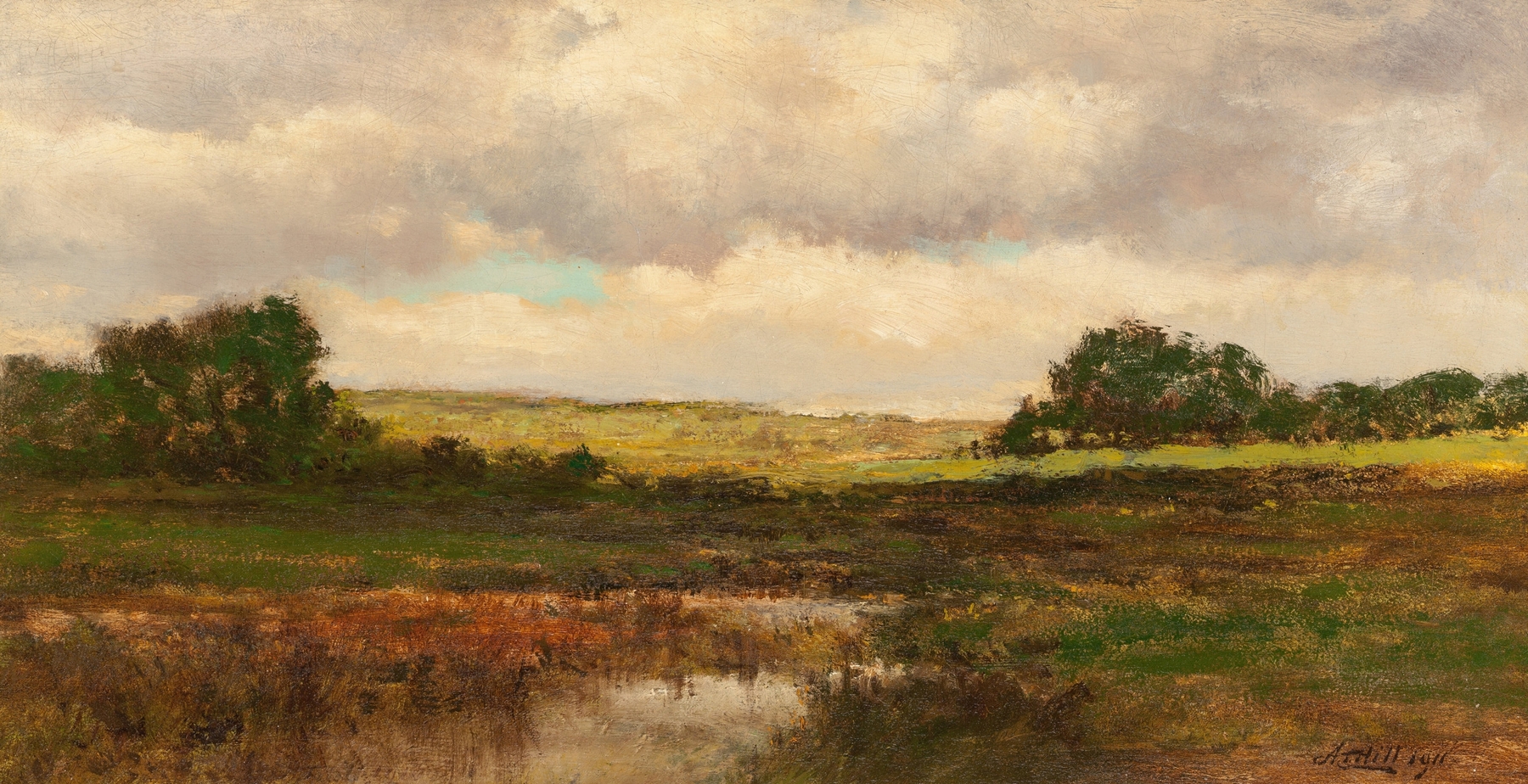 Cloud Shadows by Arthur Turnbull Hill, impressionism, depicting clouds and landscape