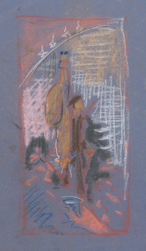 A painting depicting a group of hunters returning from a successful hunt with their dogs.