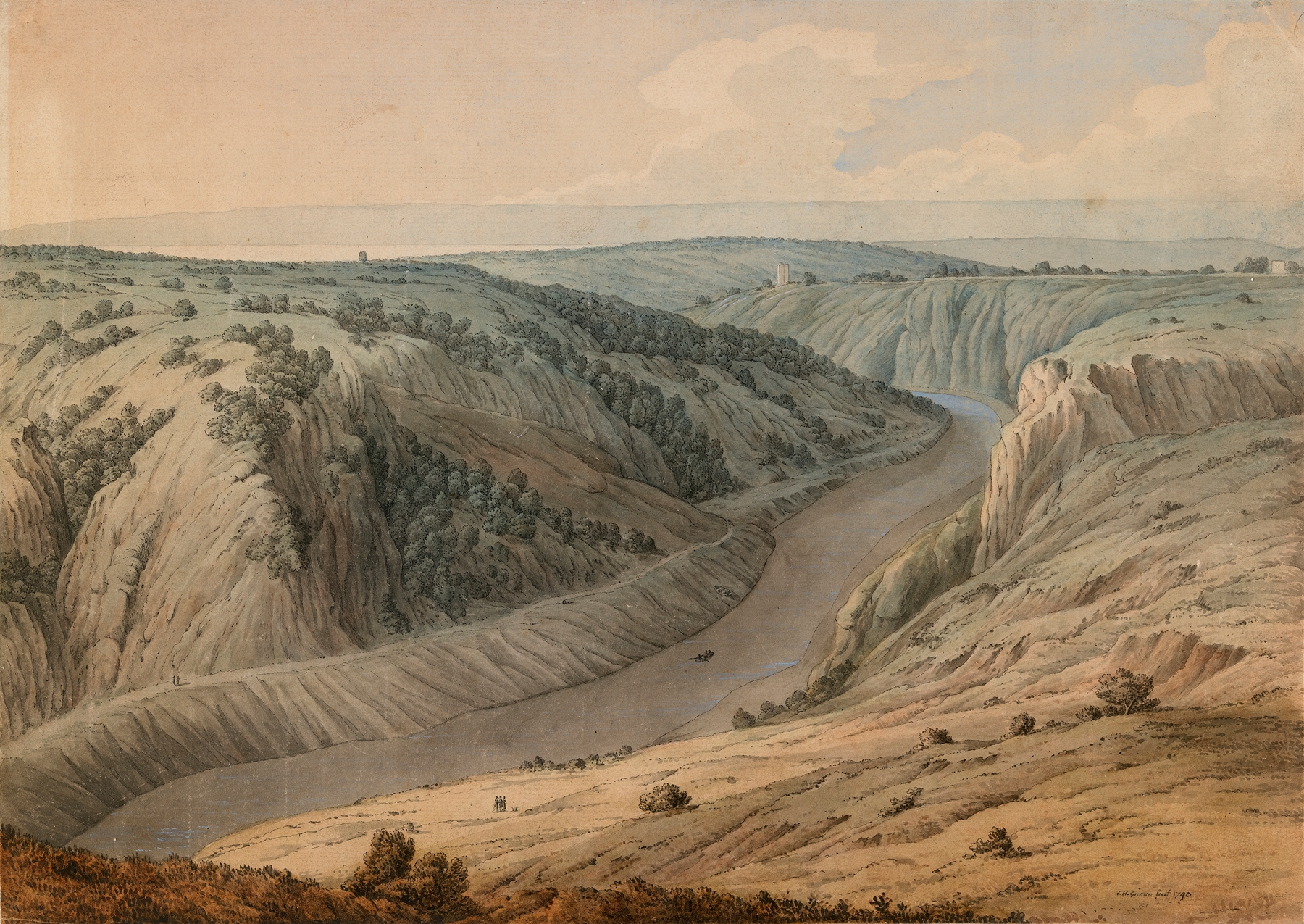 Landscape of The River Avon, near Bristol by Samuel Hieronymus Grimm, oil painting
