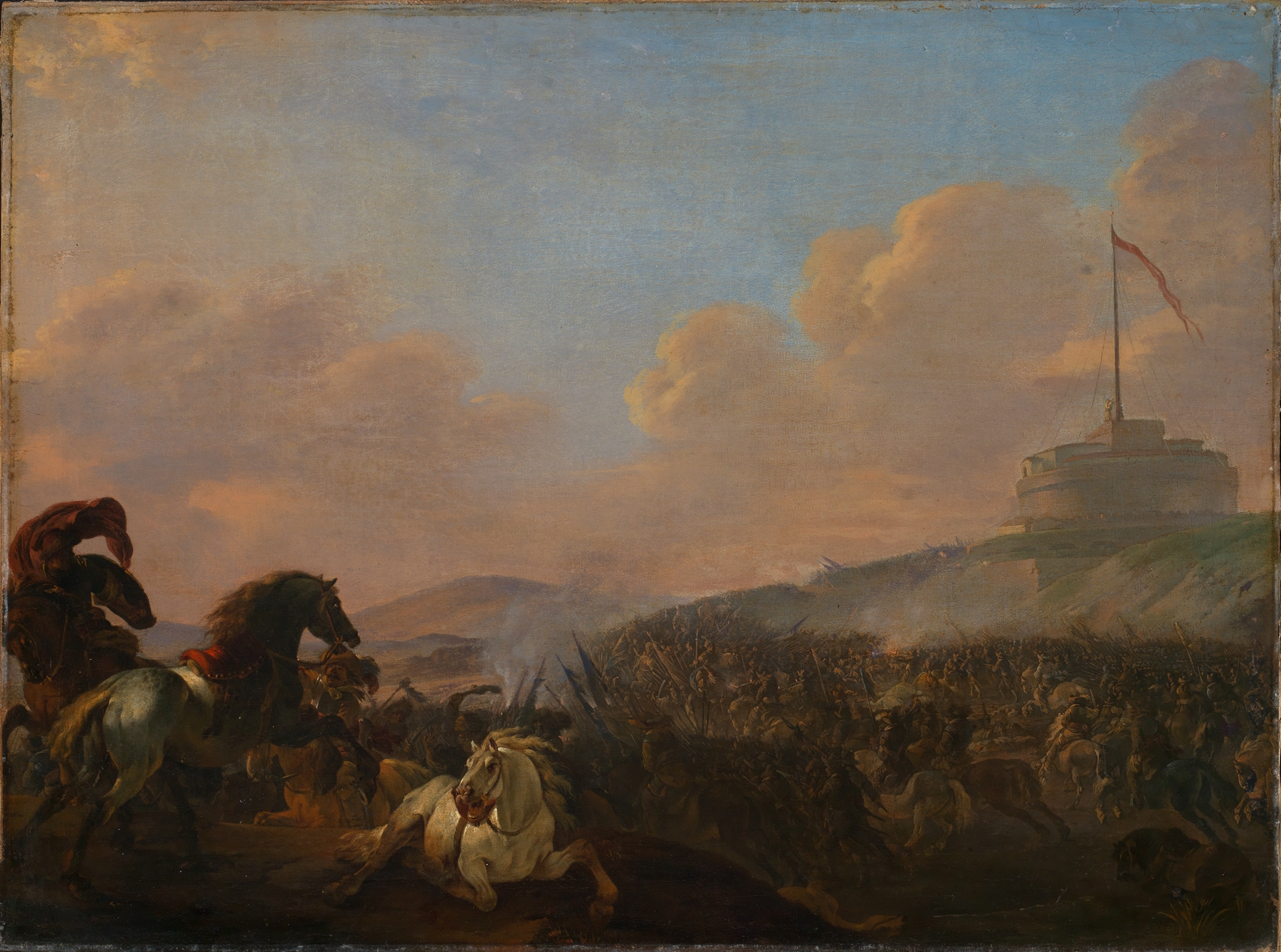 Historical battle scene by Herman van Lin, oil painting