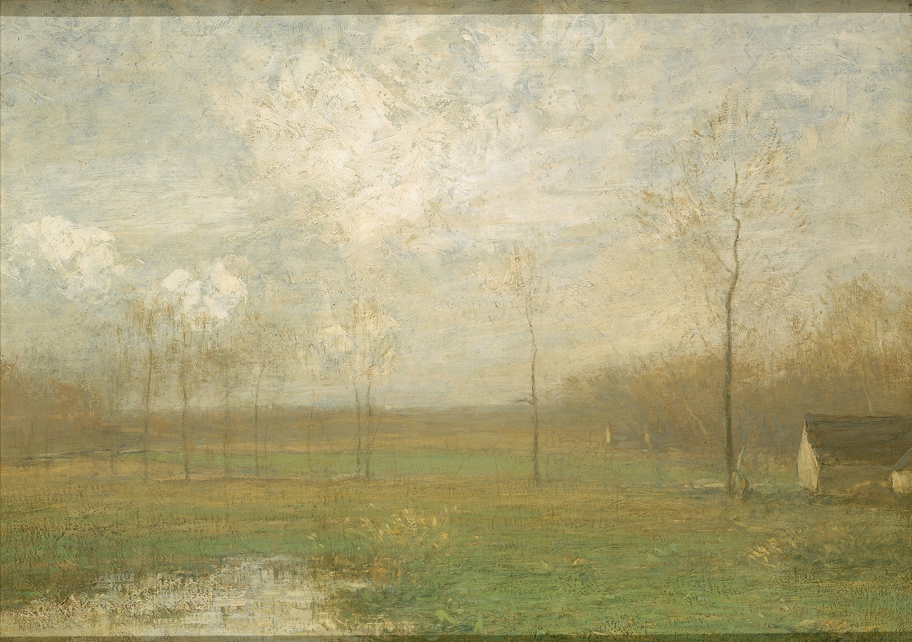 Indian Summer by John Francis Murphy, oil on canvas depicting an autumn landscape with golden light.