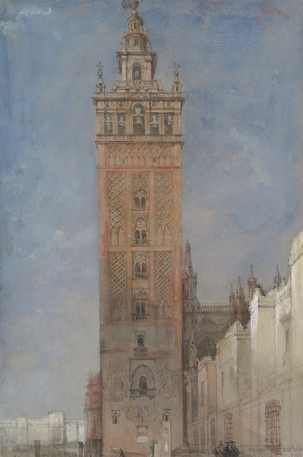 The Giralda tower in Seville, Romanticism, by David Roberts