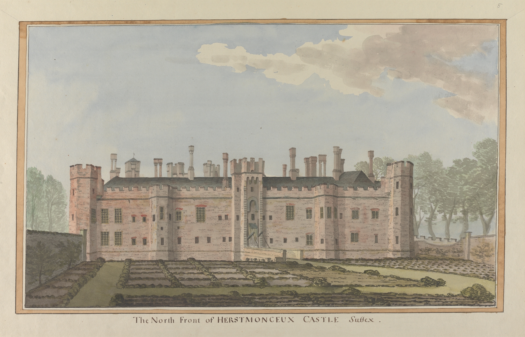 Herstmonceux Castle, East Sussex, by James Lambert, oil painting