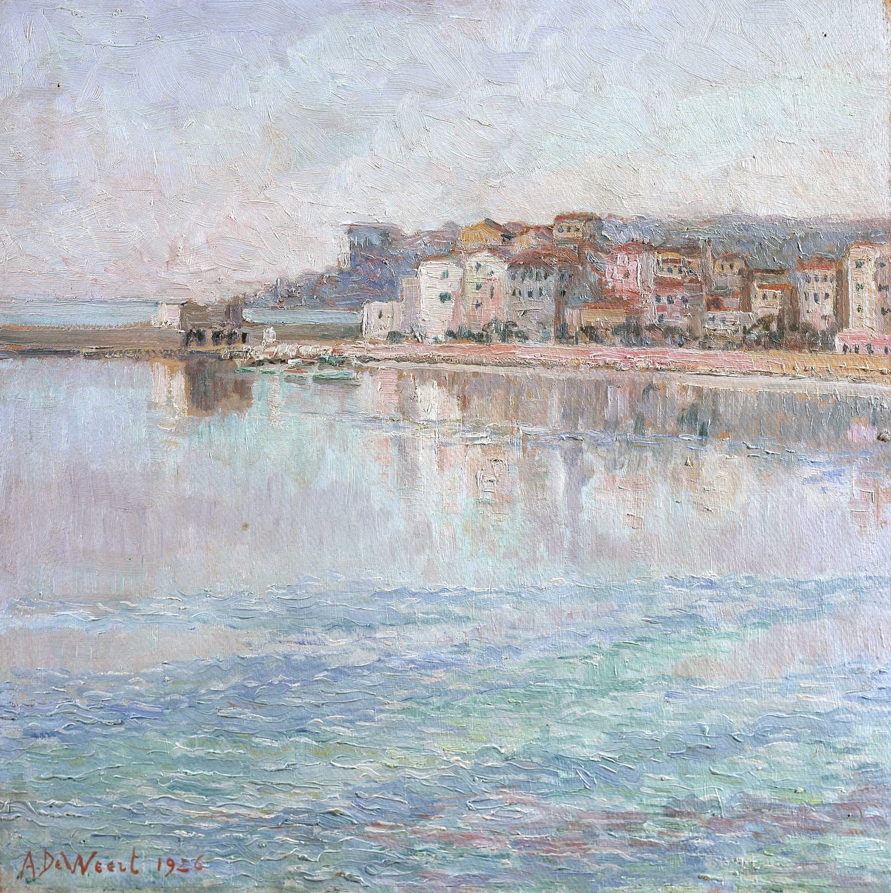 Marine scene with azure waves and reflections, oil painting by Anna De Weert