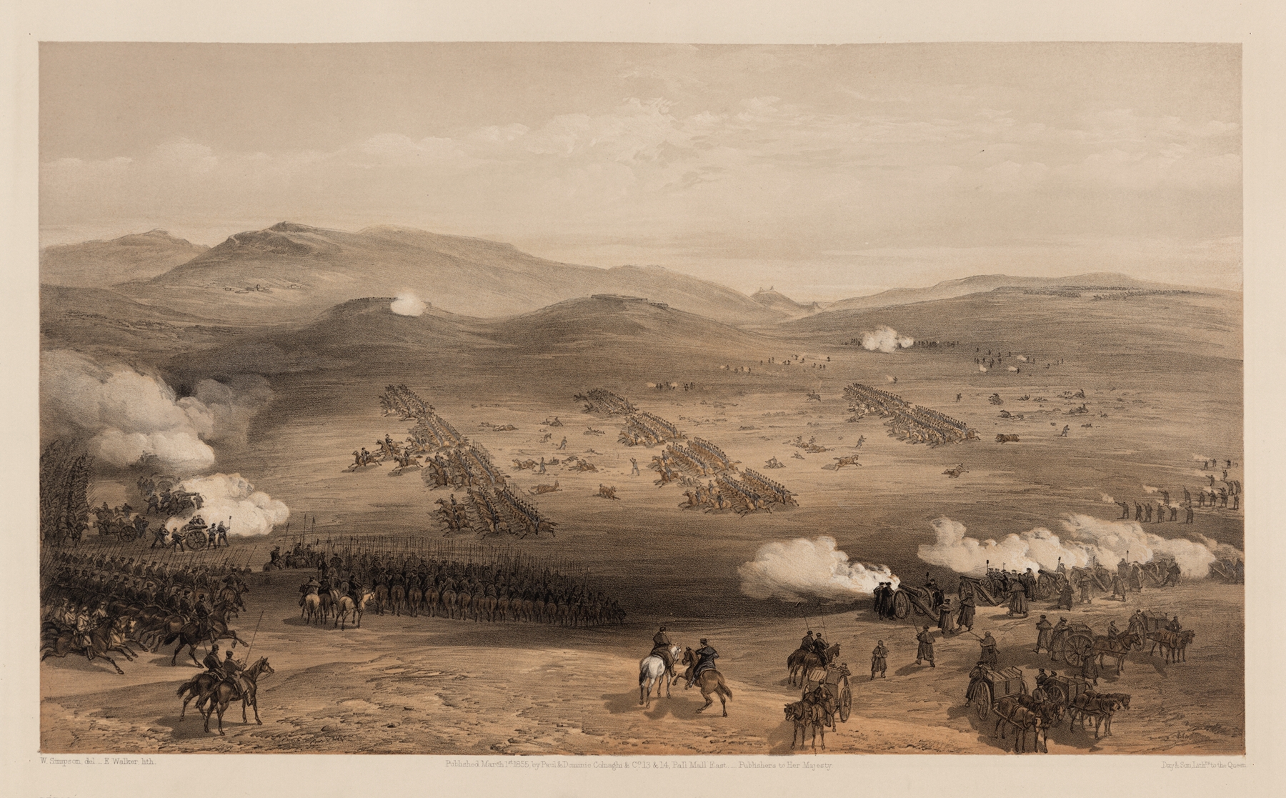 Charge of the light cavalry brigade, 25th Oct. 1854, under Major General the Earl of Cardigan, by William Simpson, public domain