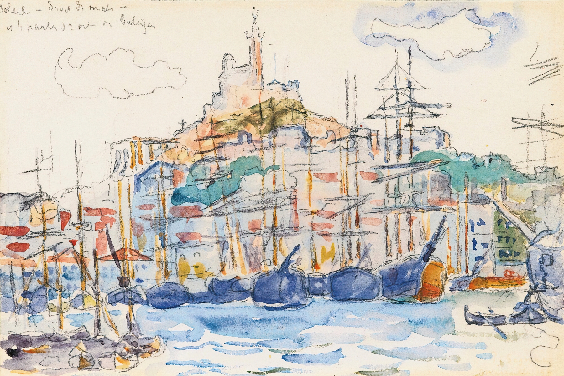 Marseilles by Paul Signac, oil painting depicting a vibrant marine landscape with boats and the sea
