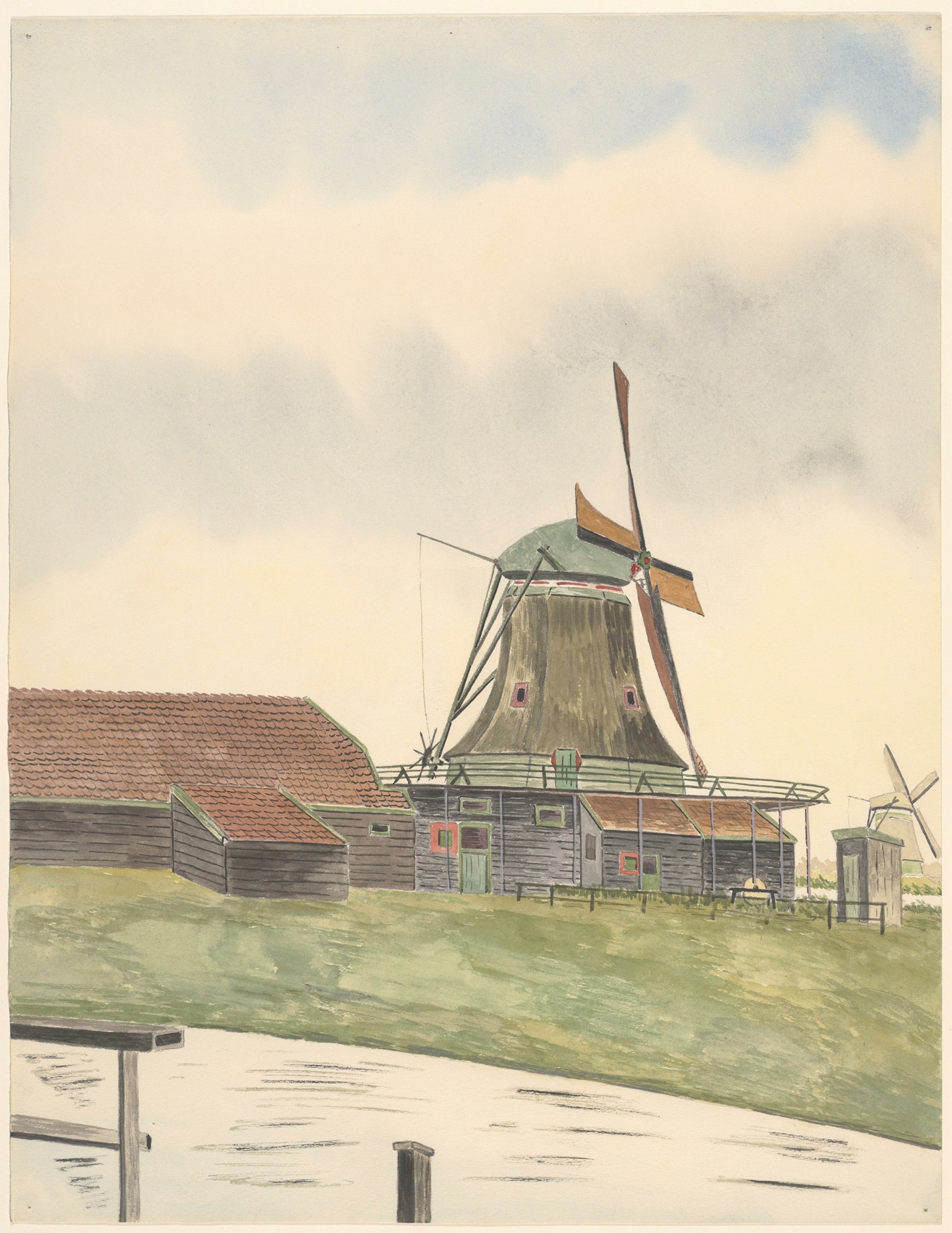 Landscape featuring a windmill by Johannes Nicolaas Eijman, medium unknown