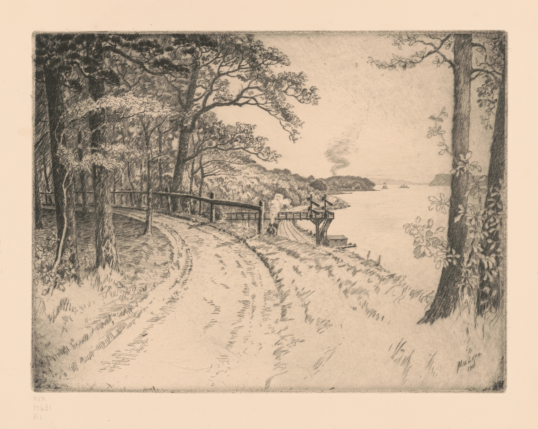 View of Rockwood, Tarrytown on the Hudson, etching by Charles Frederick William Mielatz